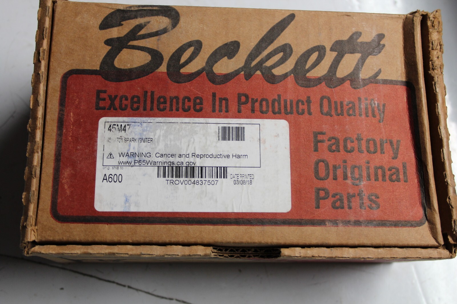 BECKETT 45M47 SPARK ELECTRONIC IGNITER A600 FOR LENNOX 747501BL
