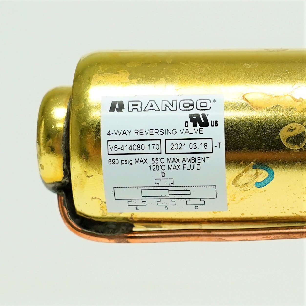 Ranco V6-414080-170 Heat Pump Refrigerant Reversing Valve 7/8 in x 1/2 in 6 tons
