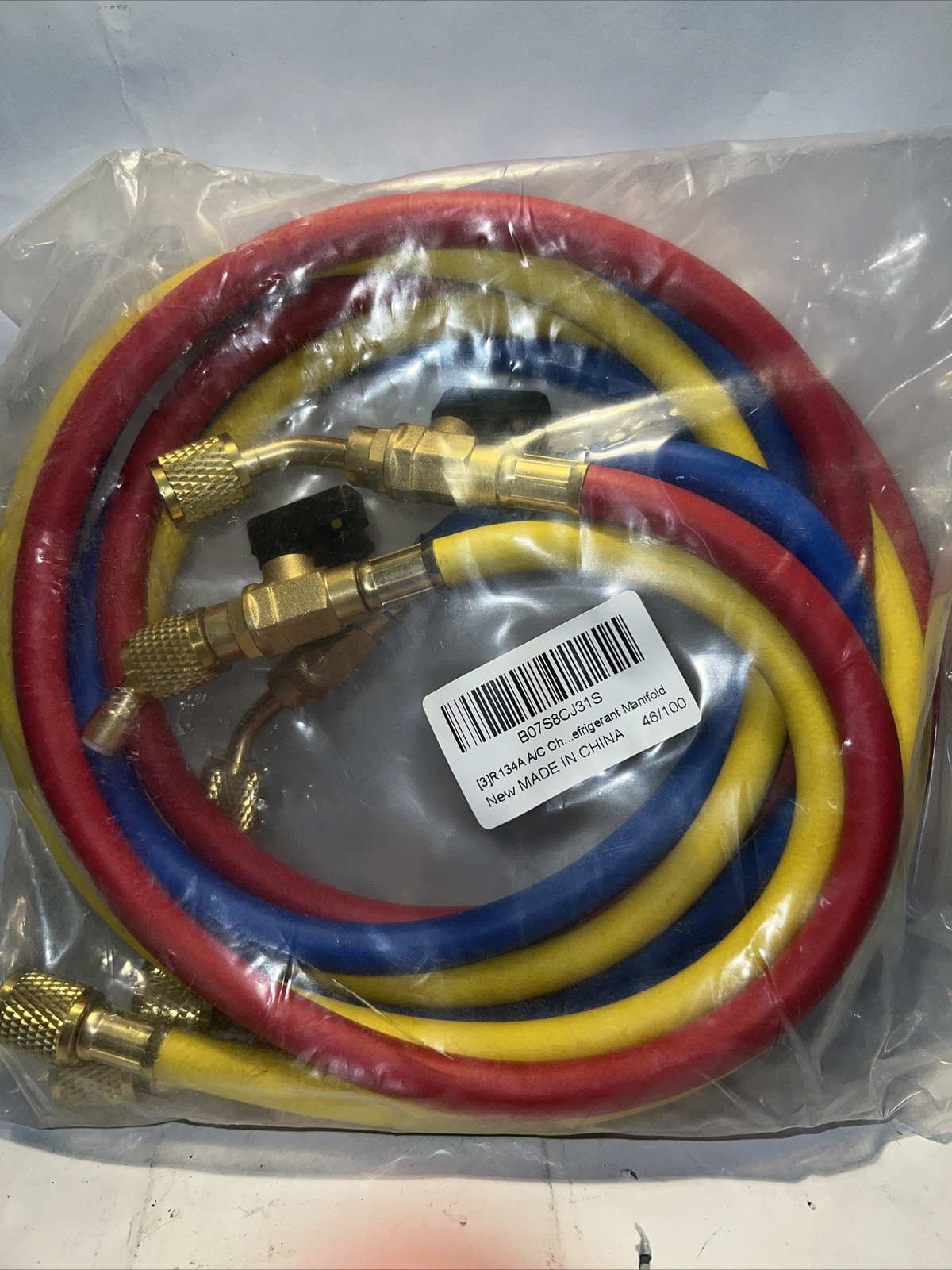 R134A A/C Charging Hose with Ball Valve, (4000~800) PSI Working Pressure 1/4″