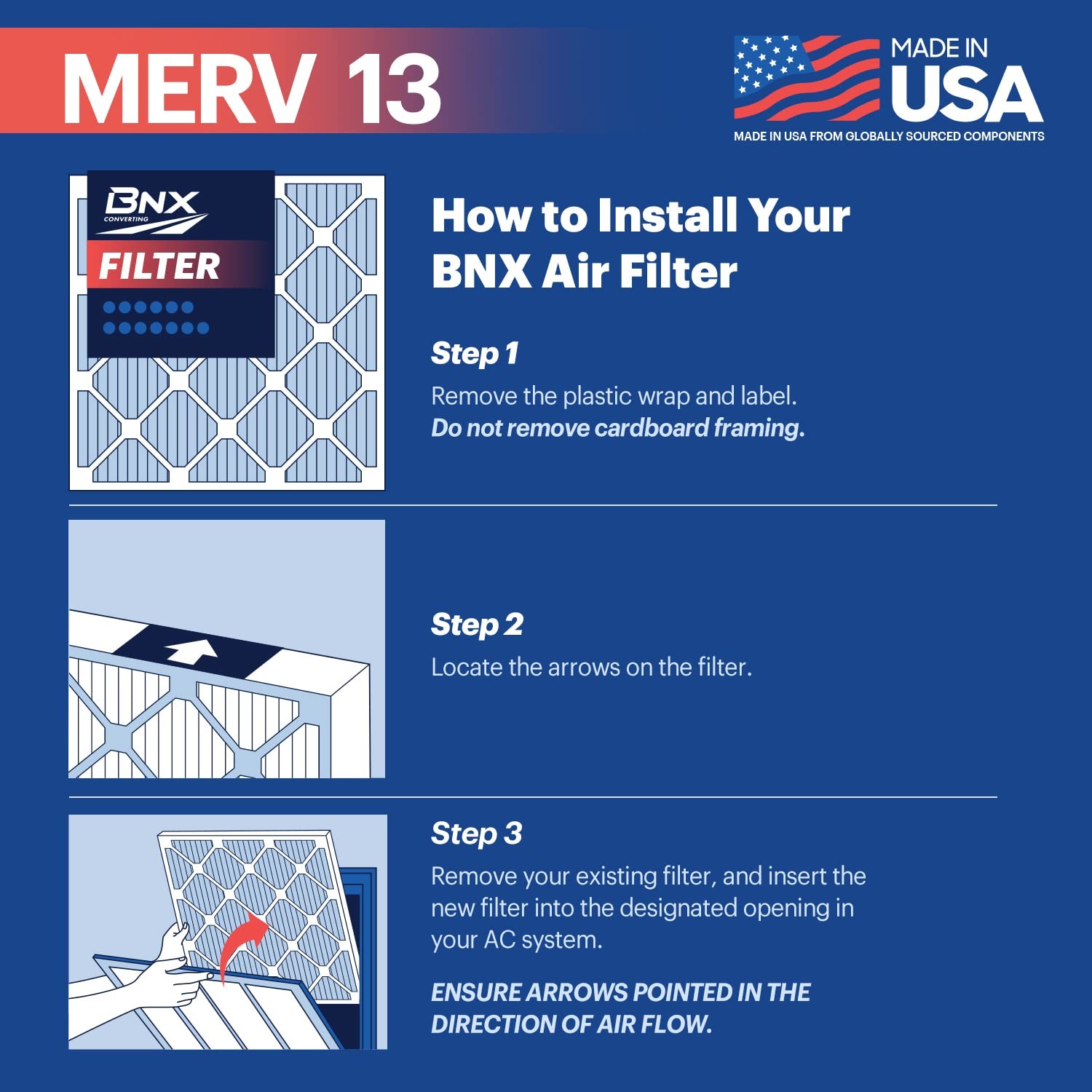 BNX TruFilter 16x25x1 Air Filter MERV 13 (4-Pack) – 4-Pack, 4-Pack