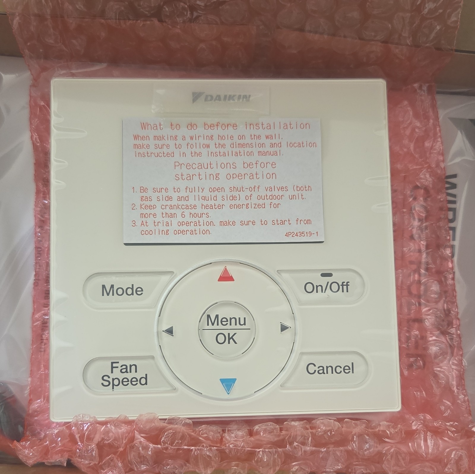 Daikin BRC1E73 Wired Remote Controller Thermostat, White, Installation Manual