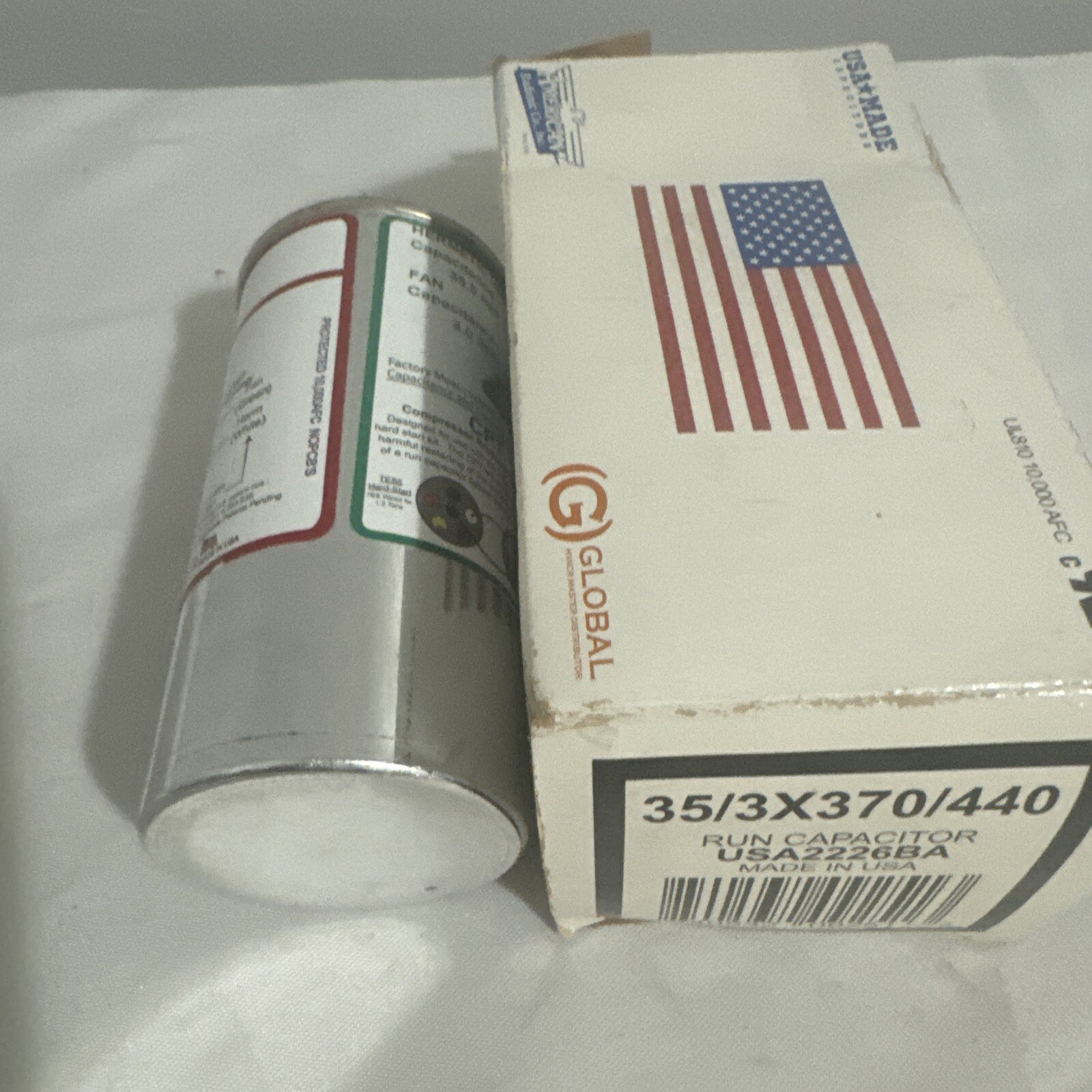 AmRad USA2226BA Round Run Capacitor 35+3 uF MFD 370 / 440 Volt Made in USA