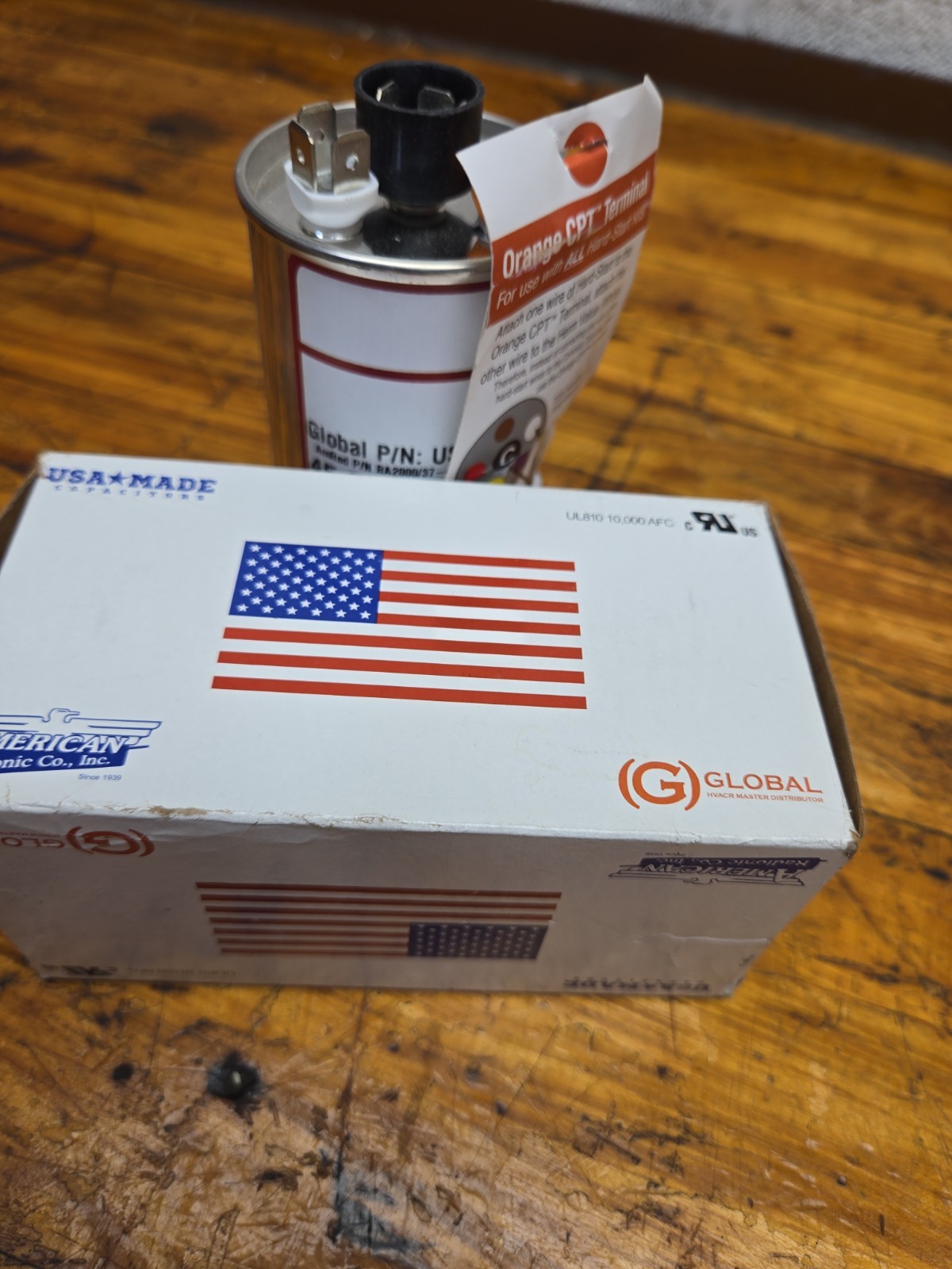 AmRad USA2216 Round Run Capacitor 45 uF MFD 370 / 440 Volt Made in USA