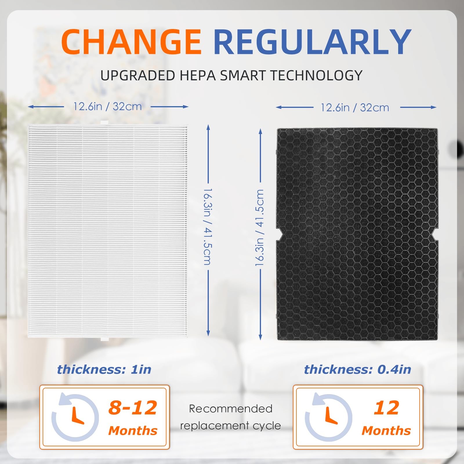 116130 HEPA Replacement Filter H for 4 Piece Set, White – Original