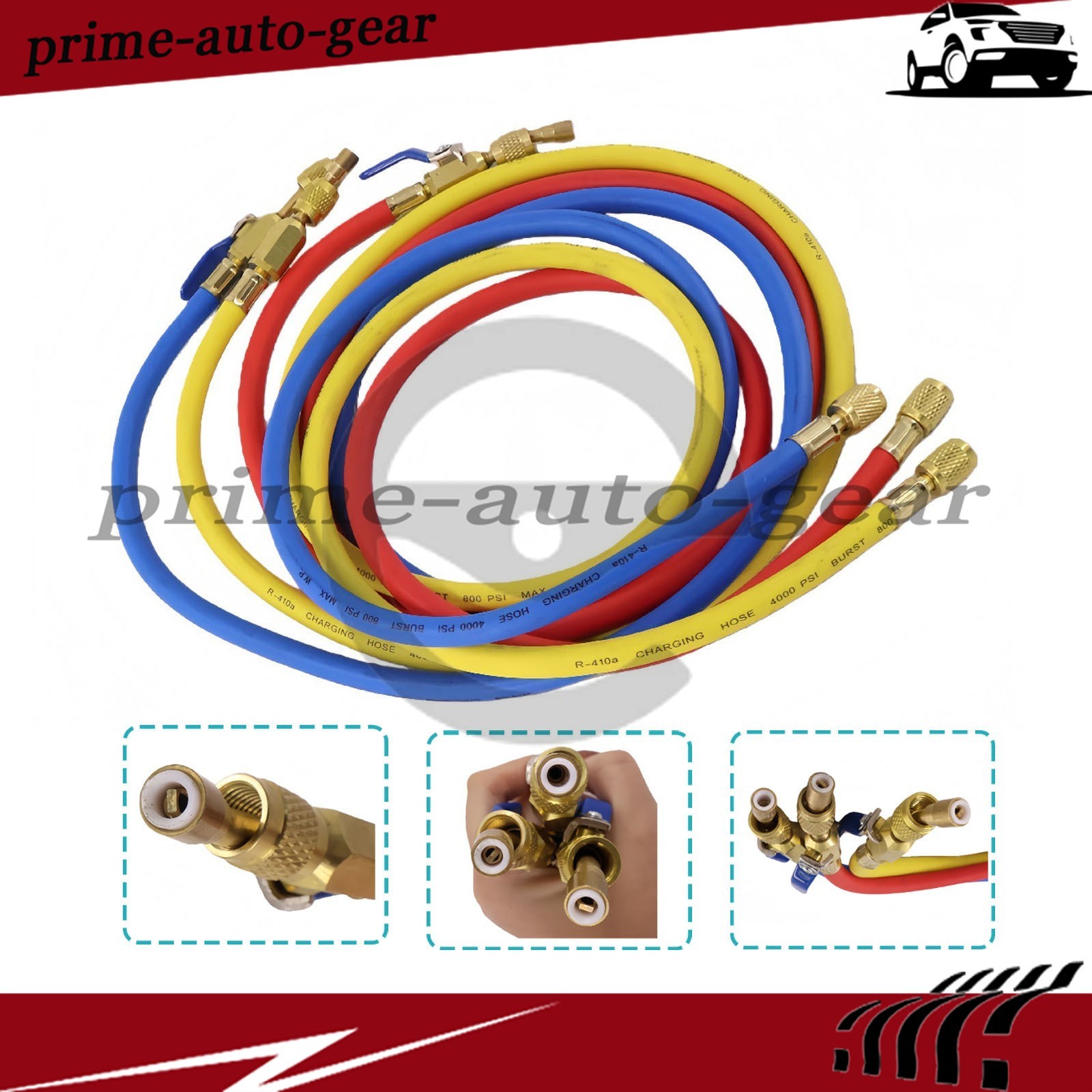 3Pack 29986 Plus II 1/4″ Hose with Compact Ball Valve 72″ for R-410A Refrige