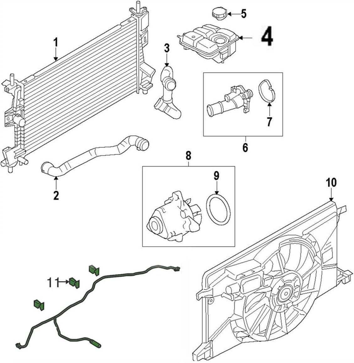 603382 Front Engine Coolant Reservoir Compatible with 2012-2018 F-Ord Focus CV6Z
