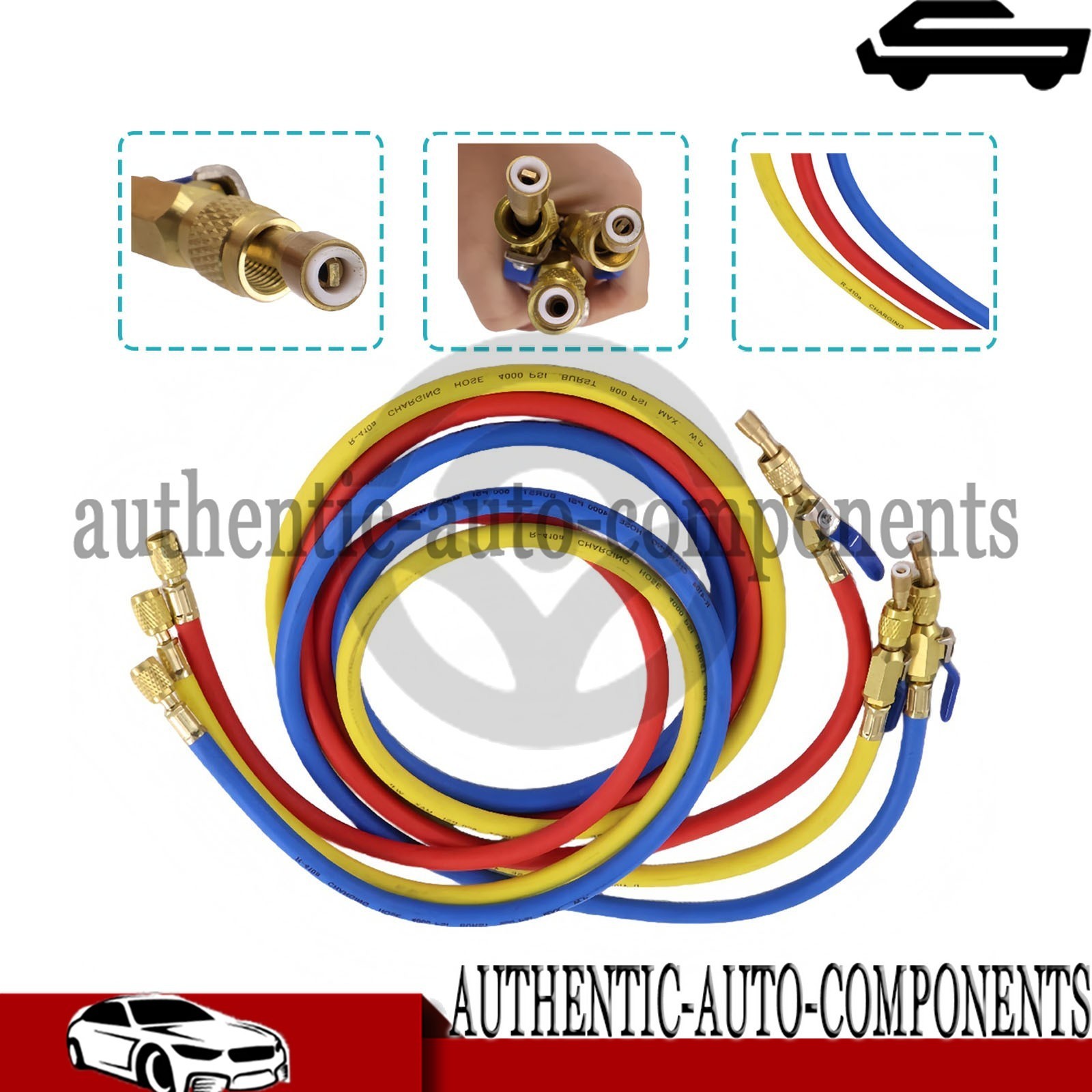 For Yellow Jacket Plus II 1/4″ Charging Hose Set 72″ Compact Ball (Pack of 3)