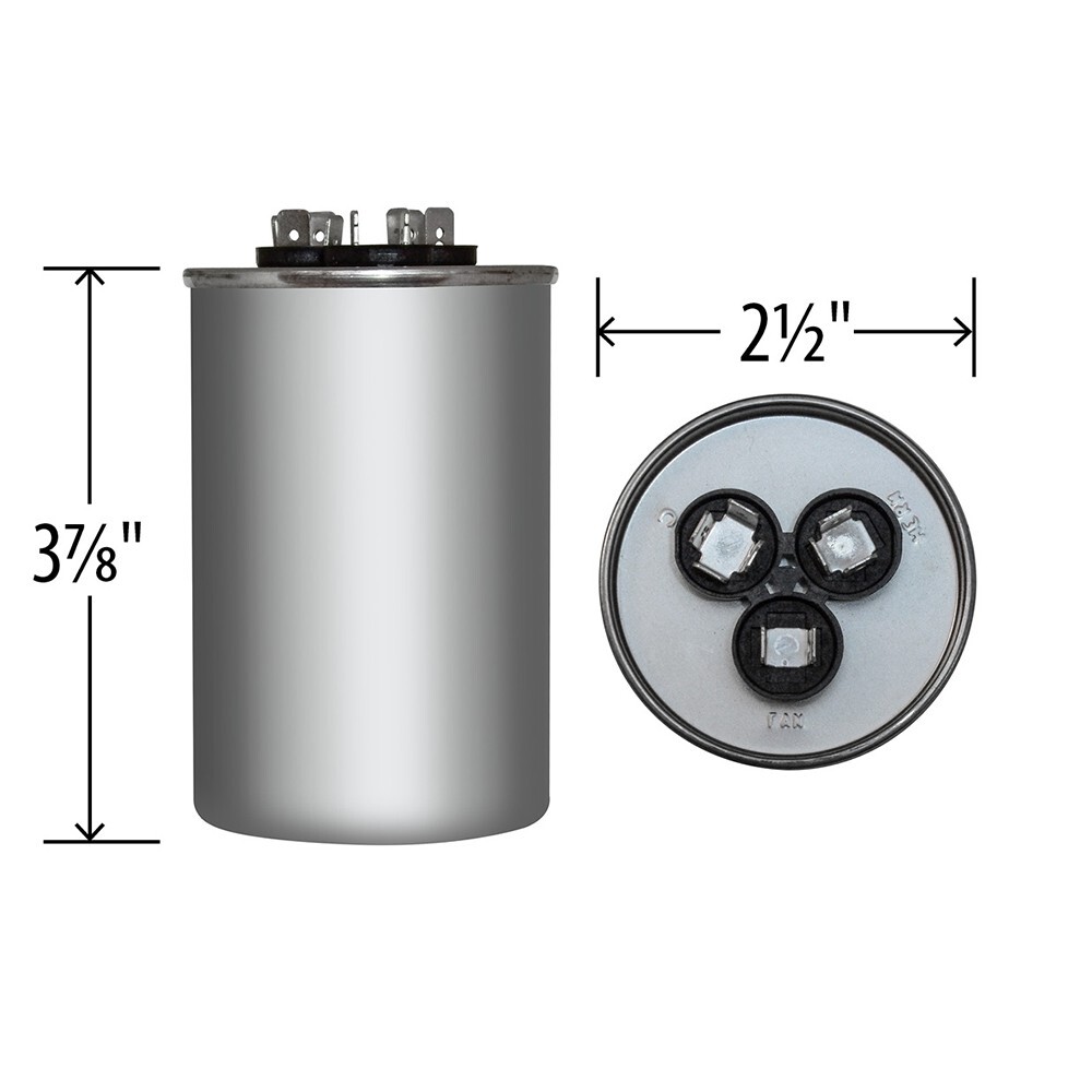 Air Conditioning HVAC Round Dual Motor CBB65D Run Capacitor 45 + 10 MFD 370 440V