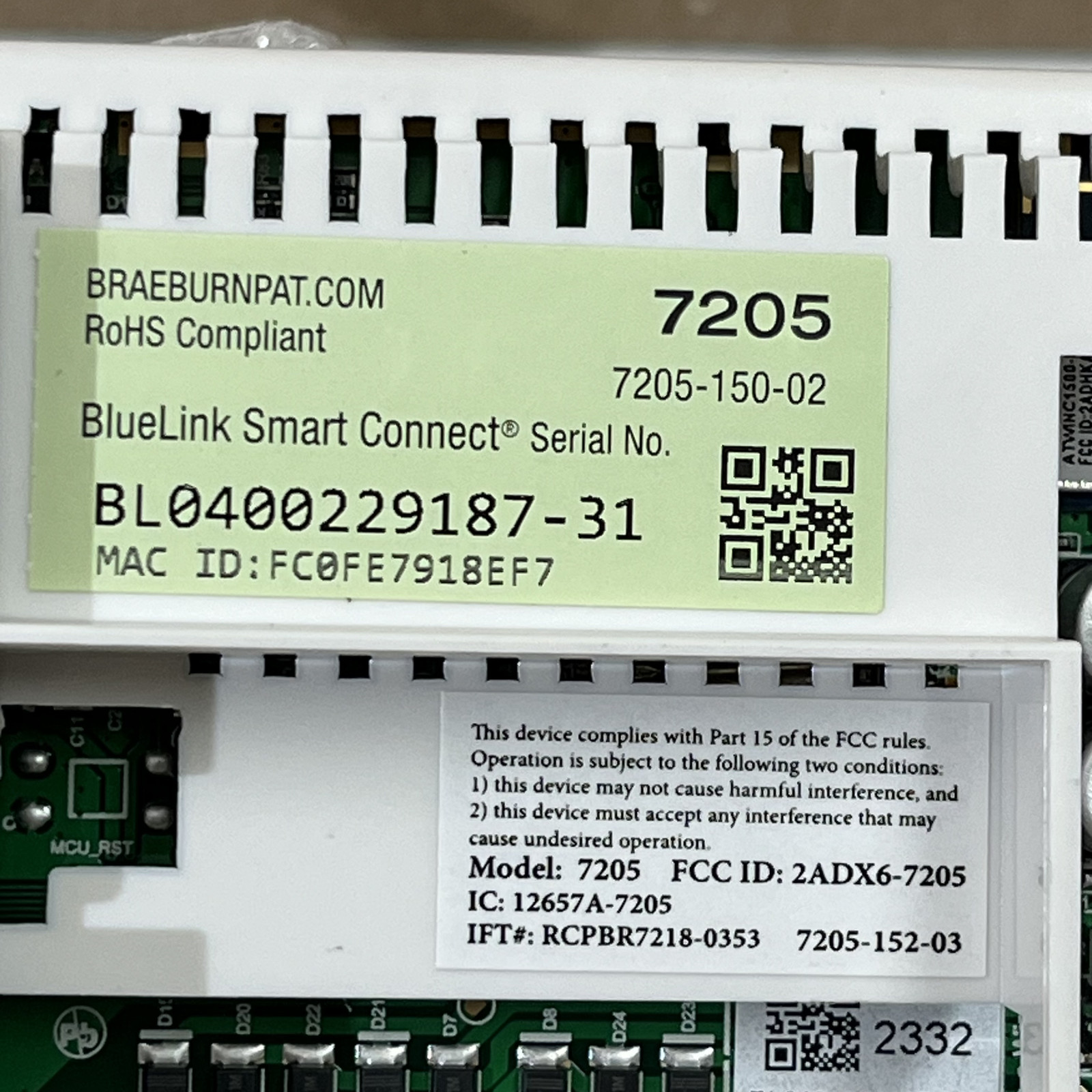 Braeburn 7205 BlueLink Wi-Fi Programmable Thermostat 24V Digital White Wall