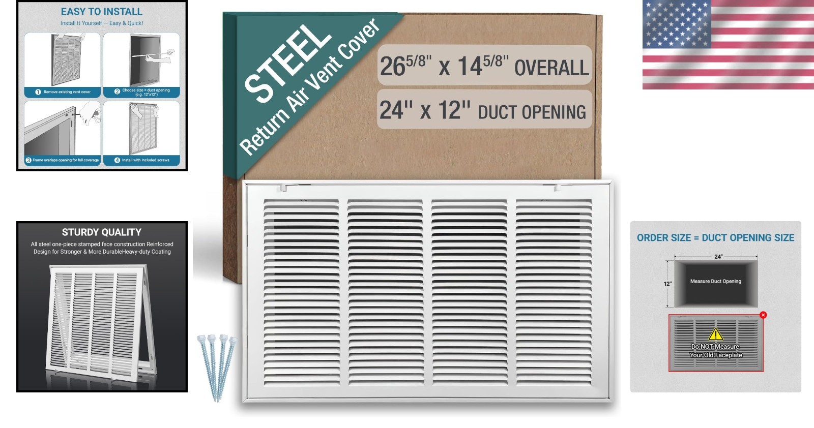 24×12 Inch Return Air Filter Grille – Durable Steel with Easy Access – HVAC Vent