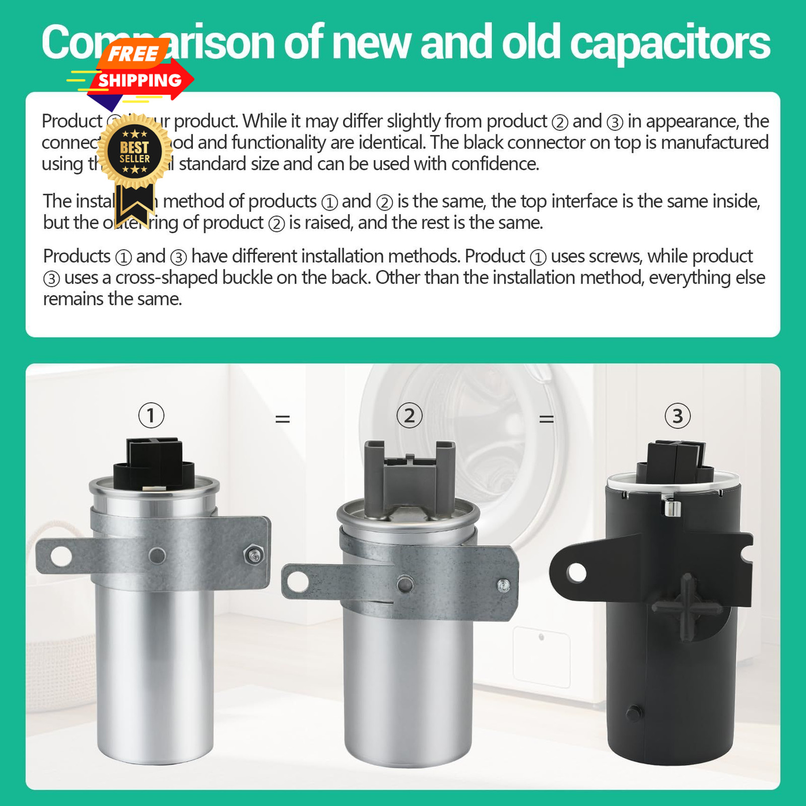 W11395618 W10625046 Washer Motor Run Capacitor Compatible with Whirlpool…