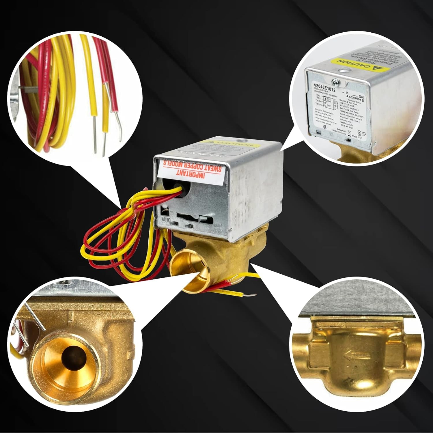 V8043E1012 Motorized Zone Valve for Honeywell, 3/4 Sweat Connection, Replaces V8