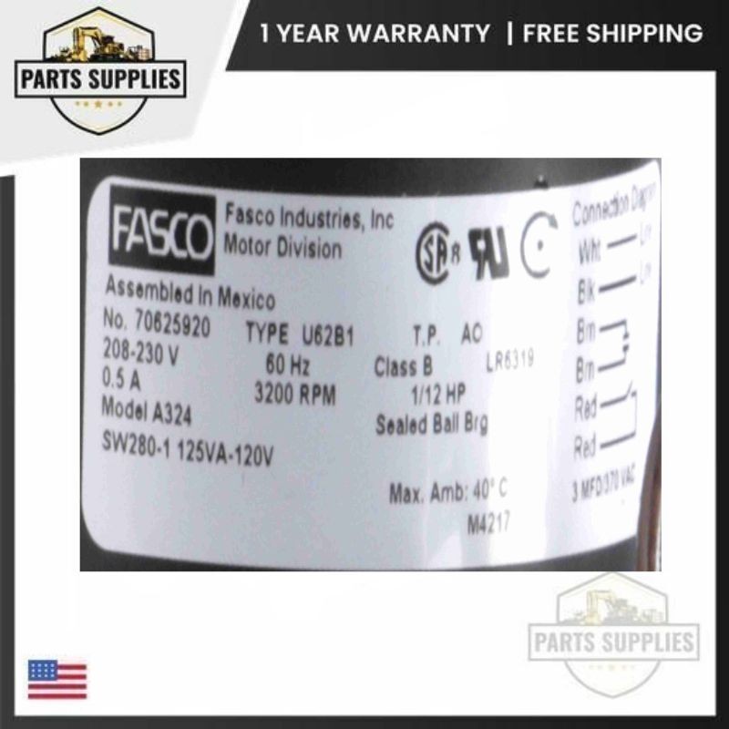 A324 Fasco Draft Inducer Blower 3200 RPM 208-230V for Lennox Universal Electric