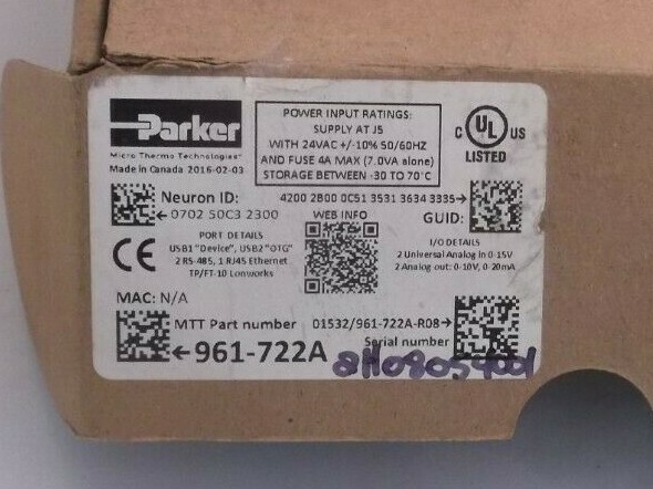 PARKER MT-722A / 961-722A Programmable Controller (HUSSMANN 2H08054001)