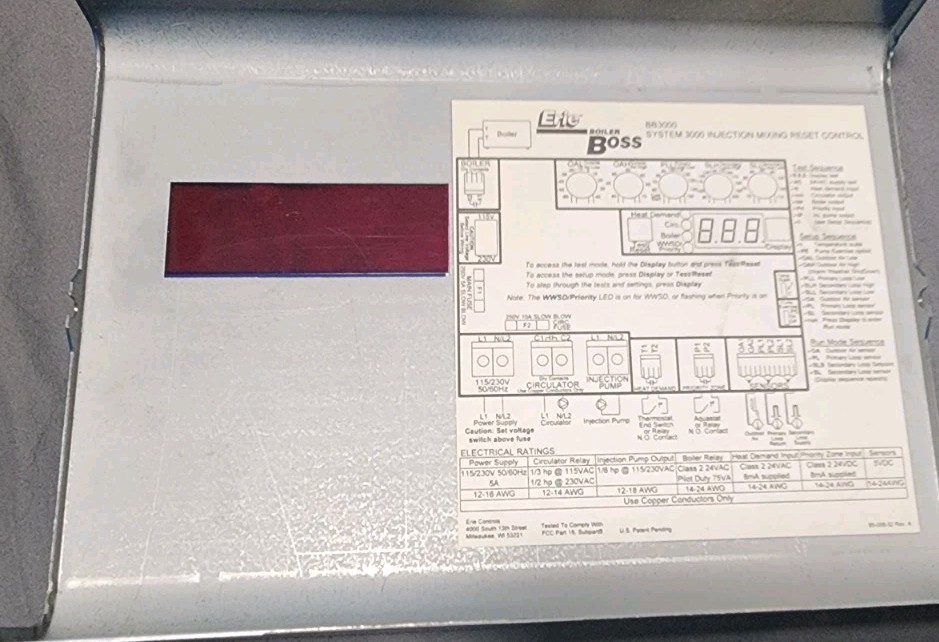Boiler Control BB3000 Erie Boss 3000 Injection Mixing Reset