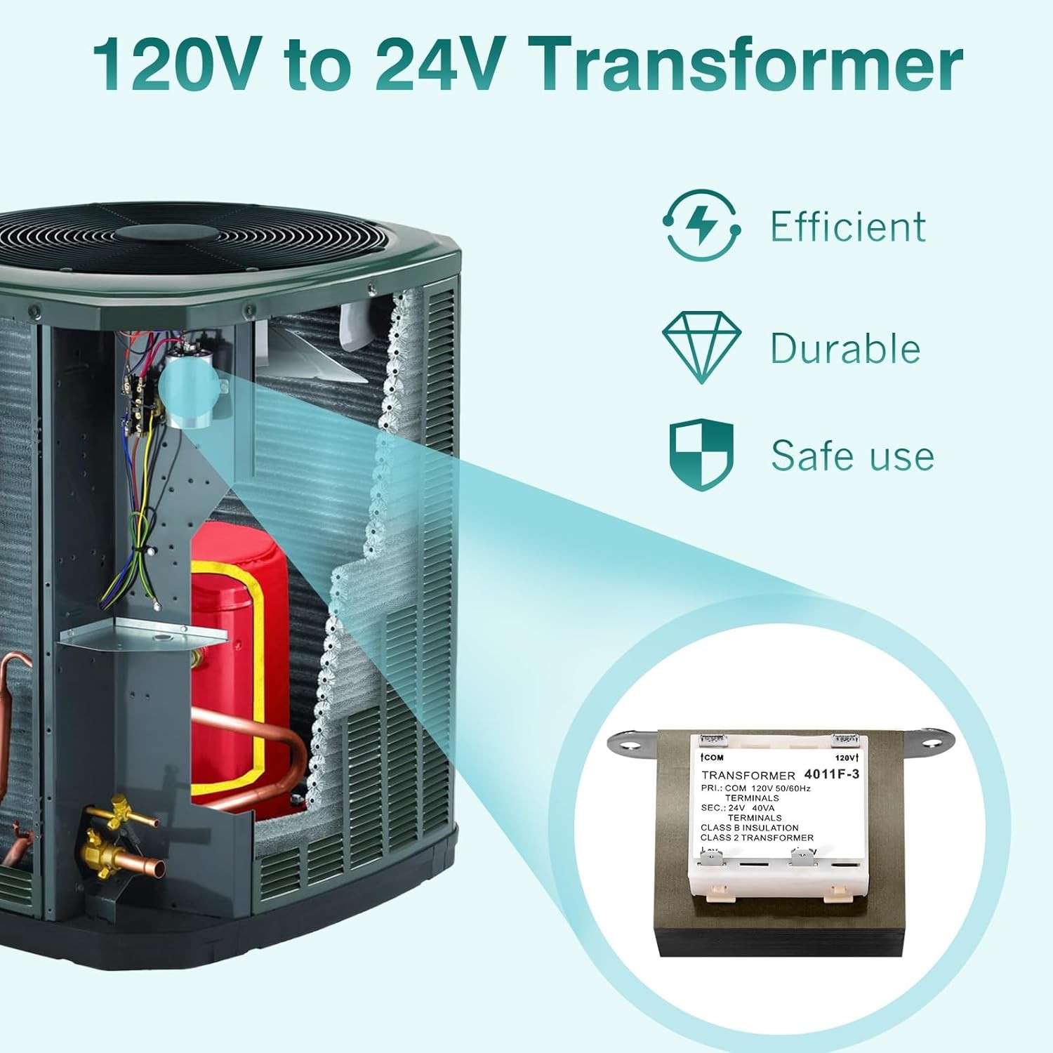 4011F-3 120V to 24V Transformer 40VA Compatible with Furnace/HVAC Equipment, 24