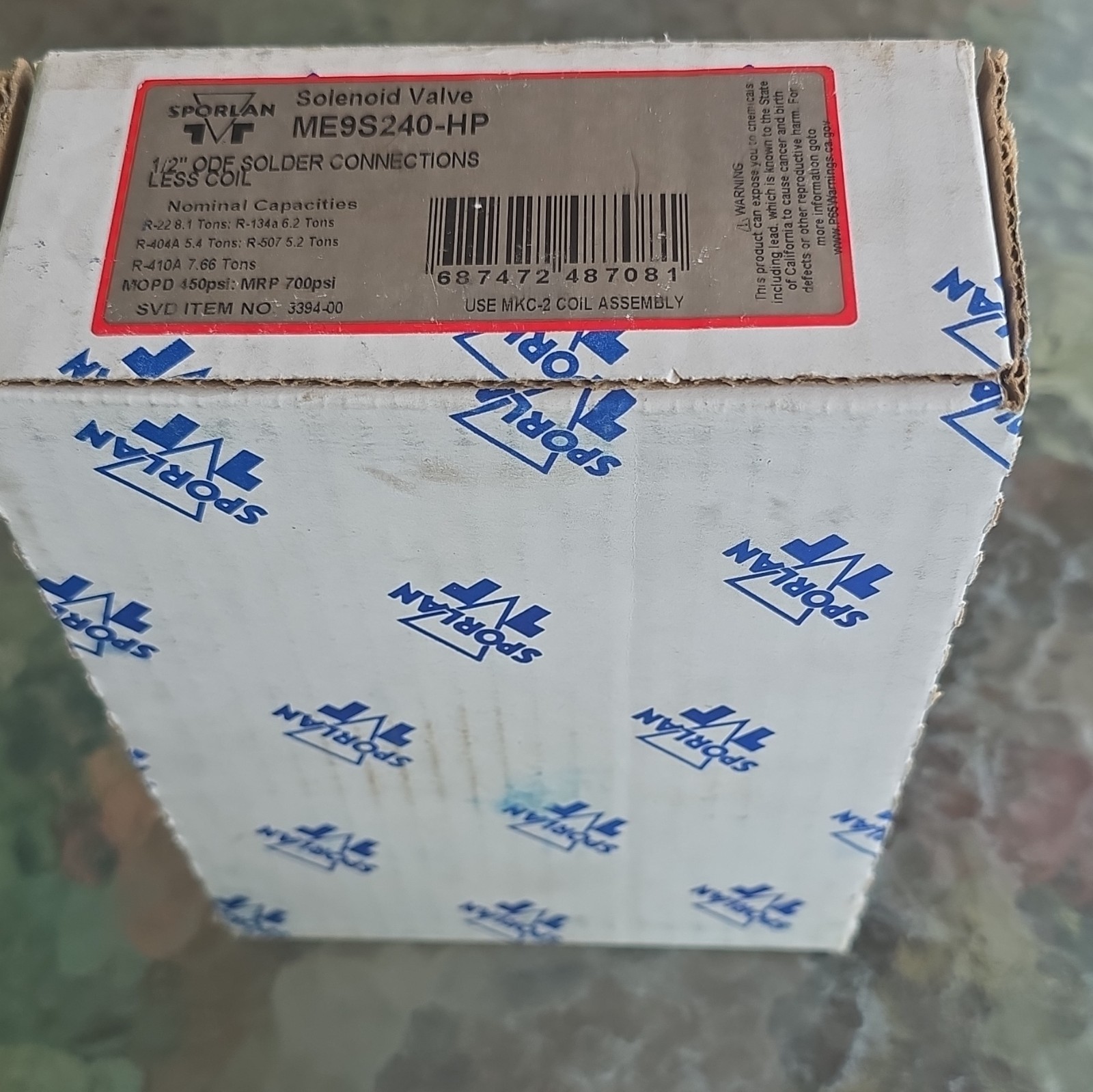 Sporlan Solenoid Valve ME9S240-HP 1/2 in ODF Solder Connection Less Coil