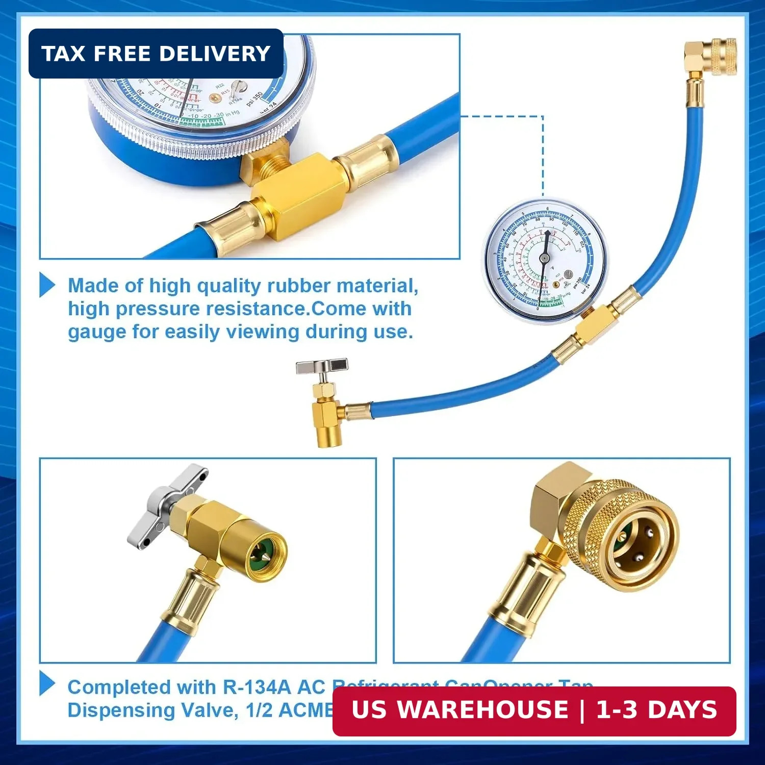 Mudder R134a Refrigerator Recharge Kit with Bpv31 Bullet Piercing Valve, Hose Re