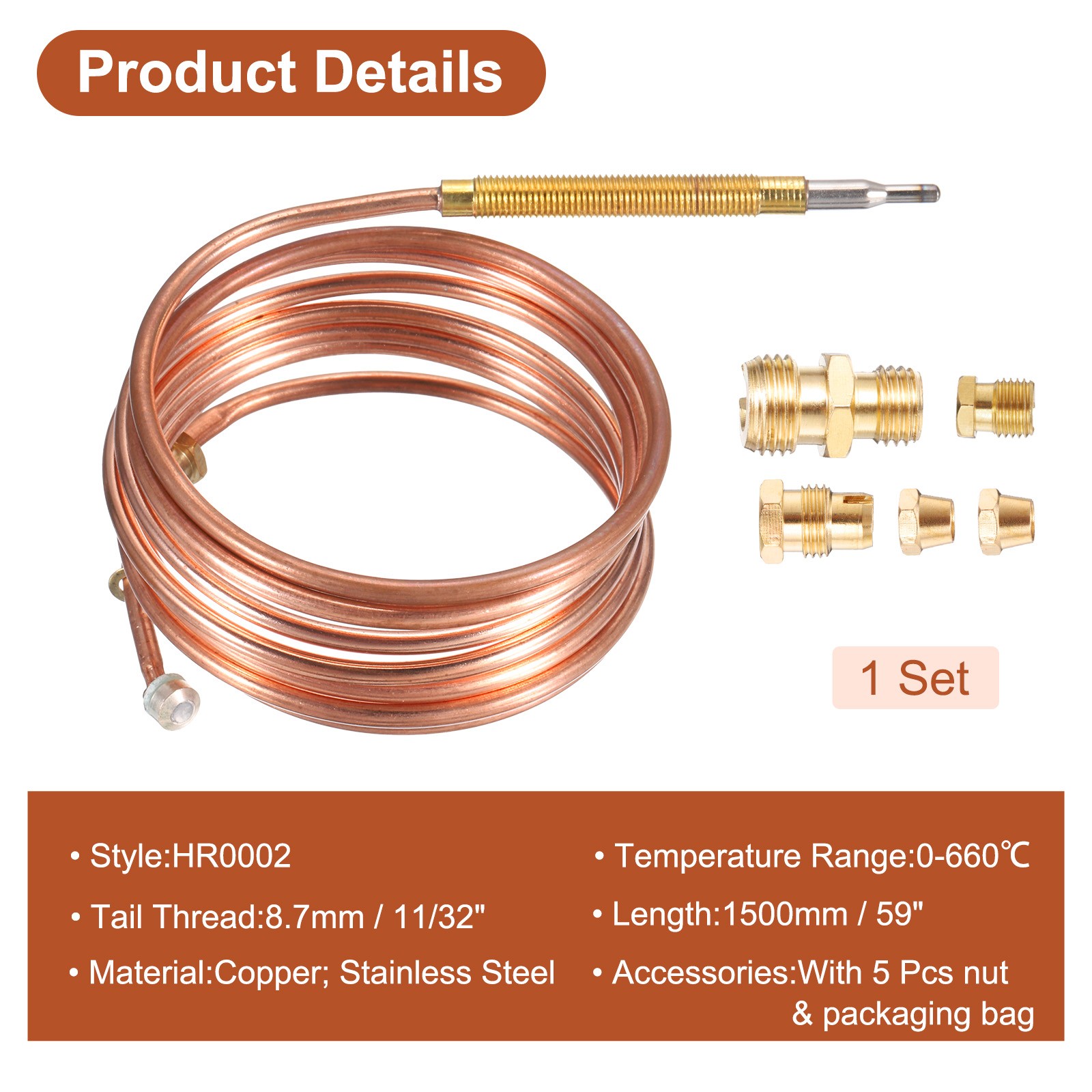 59″ Thermocouple 660℃ Gas Fireplaces Replacement Thermocouple