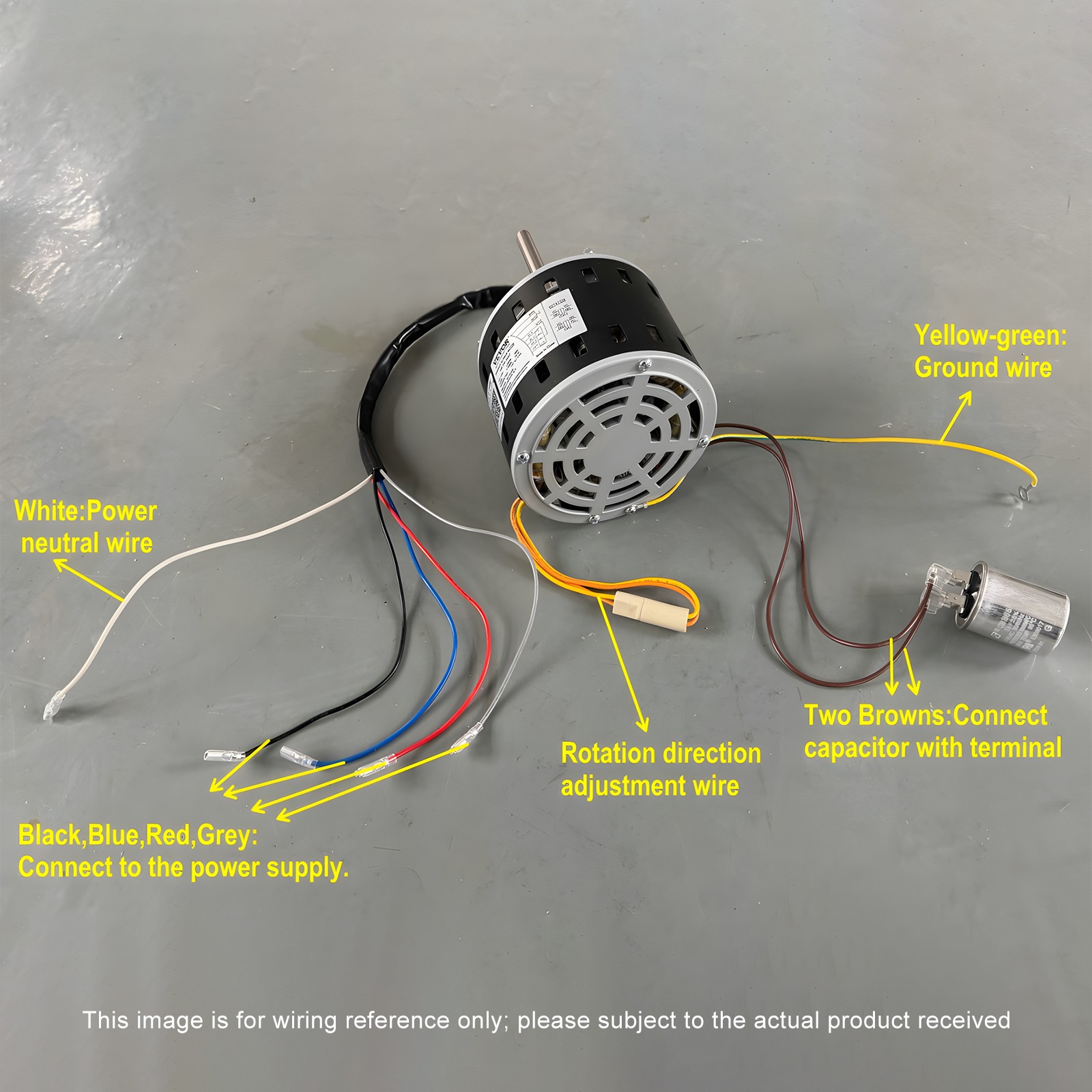 VEVOR 1/3HP Furnace Blower Motor 110-120V 4.4A 1075RPM 4 Speeds 48 Frame 1 Phase