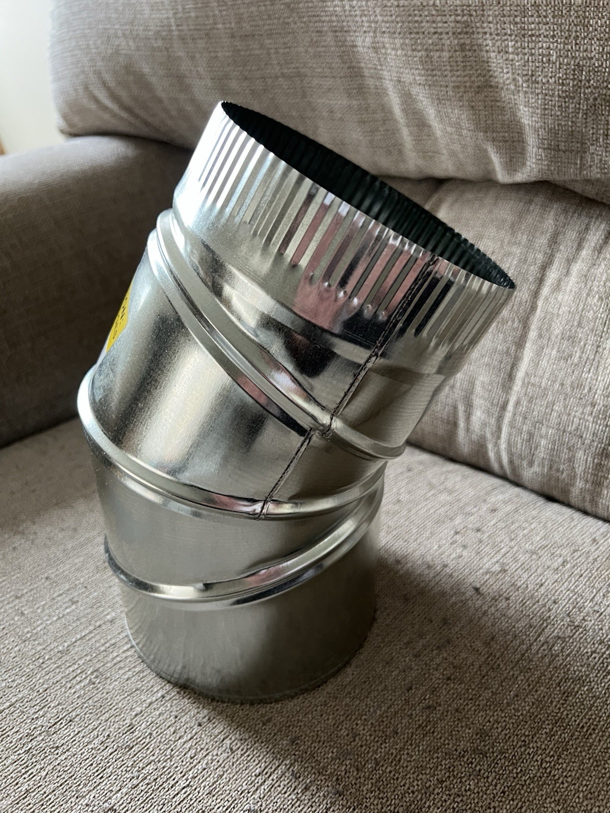 Round 90 Degree Elbow, 6 In Duct Dia, Galvanized Steel,