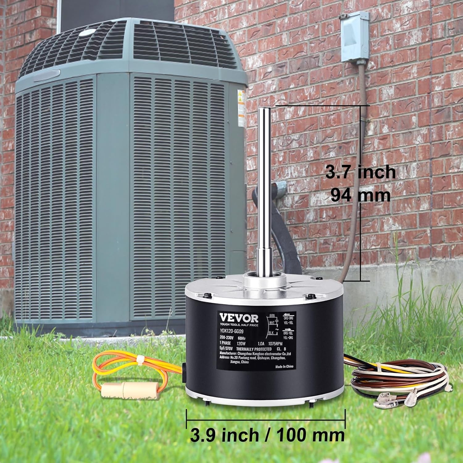 Upgrade Your AC: 1/6HP 1075RPM Condenser Motor with Auto Reversible Rotation