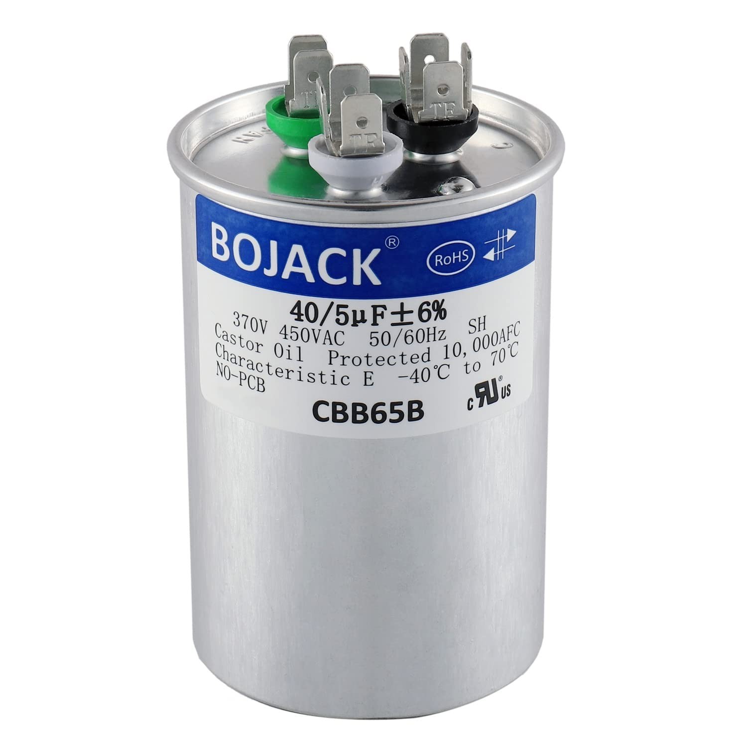 40+5 uF Dual Run Capacitor 370V/440V for AC Motor, Fan Start, Condenser
