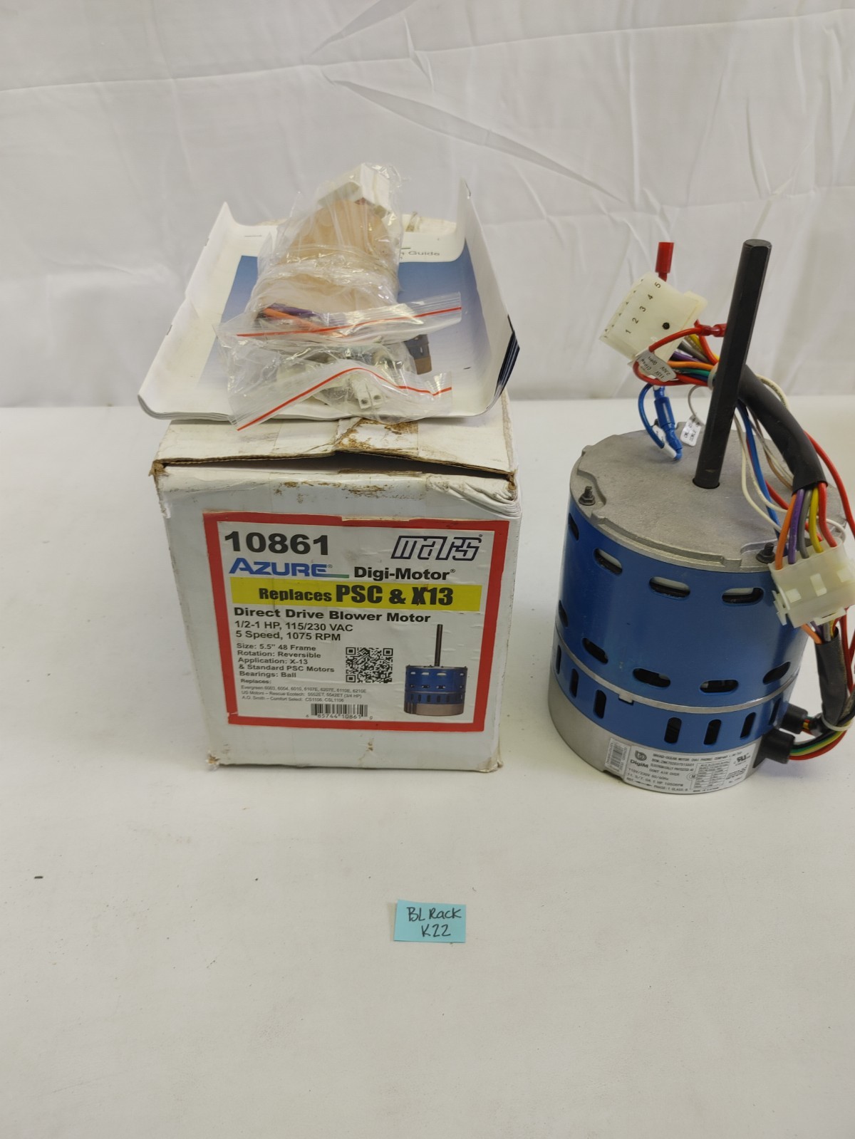 Mars 10861 Azure 1/2-1 HP HVAC Blower Digi Motor