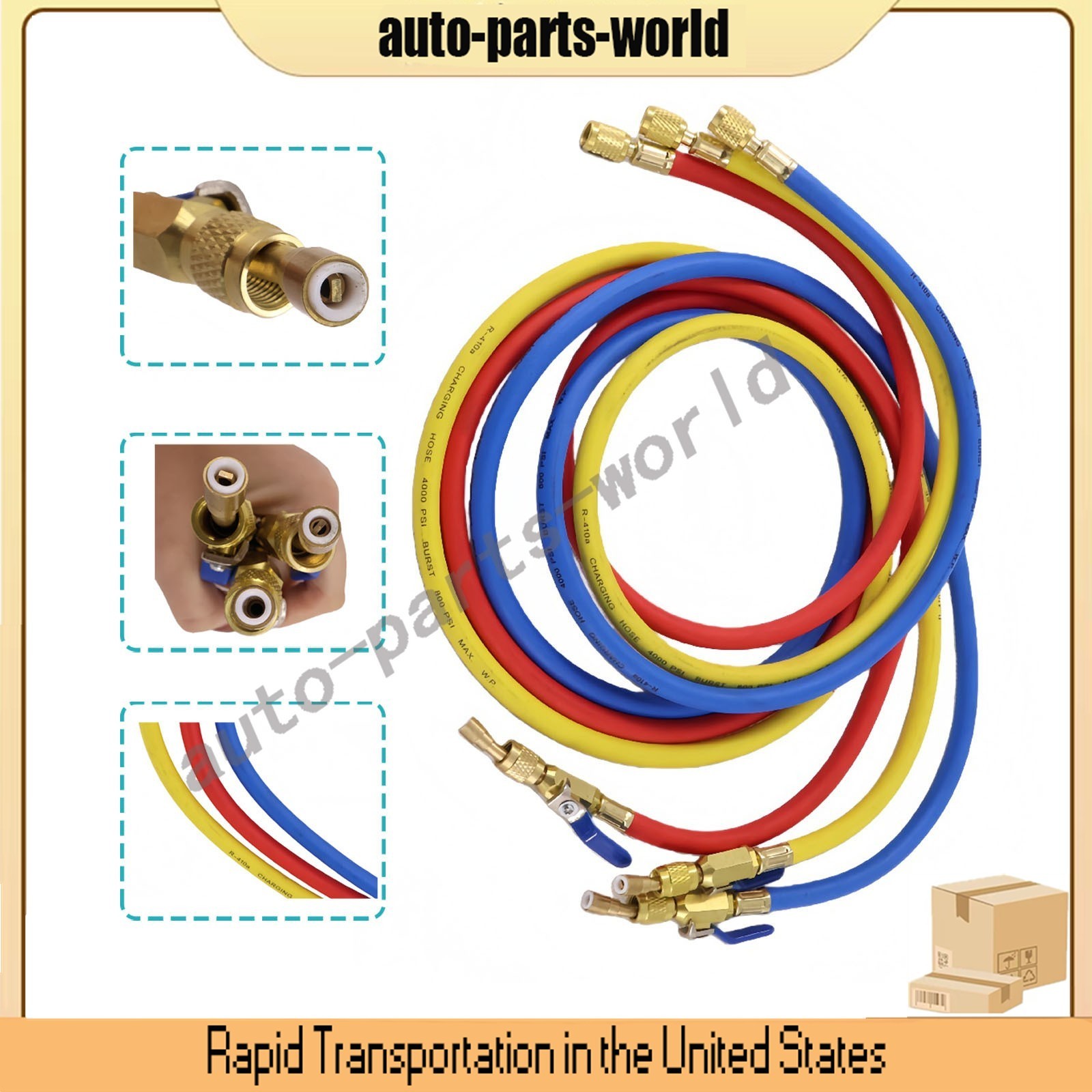 29986 For Plus II 1/4″ Charging Hose Set 72″ Compact Ball US STOCK