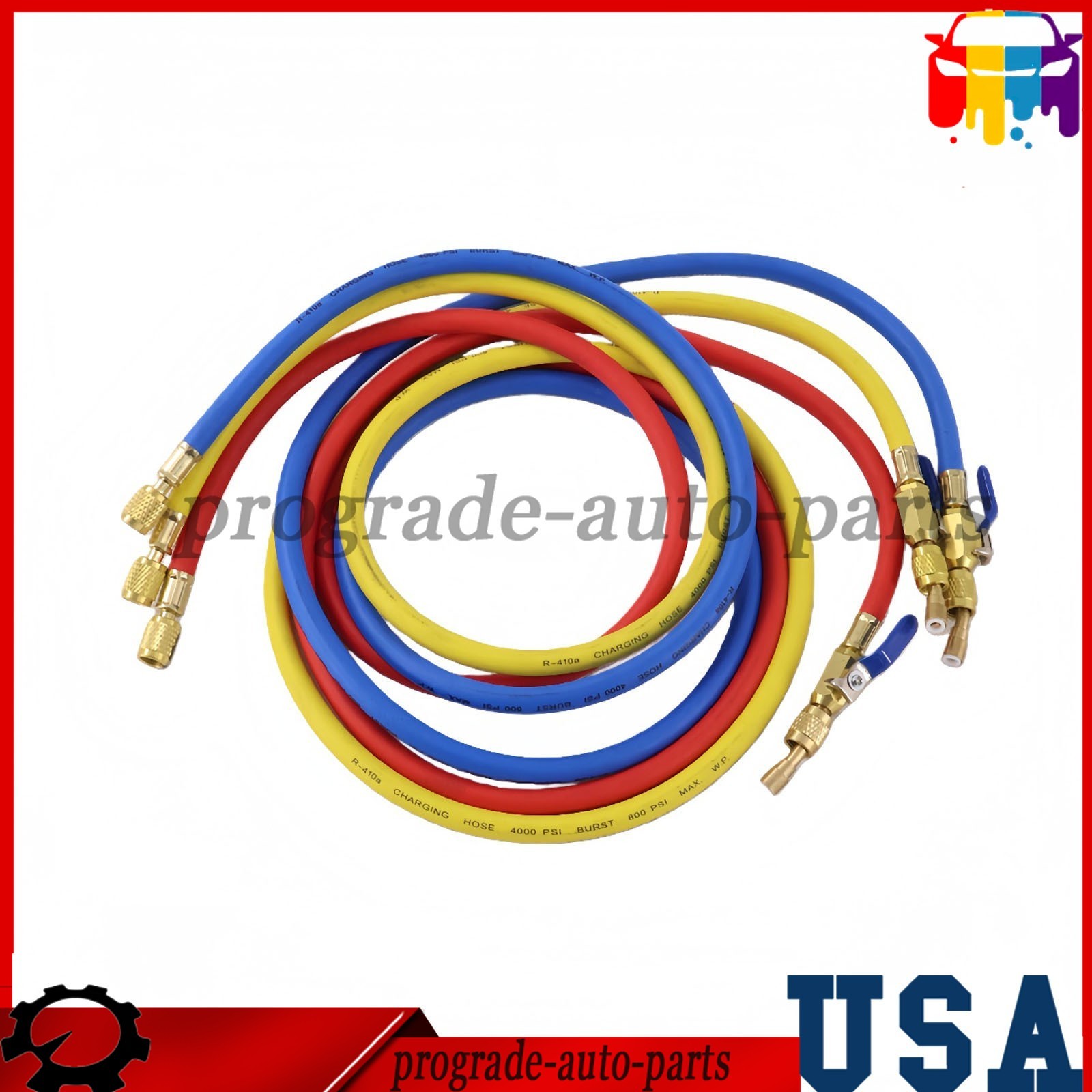 For Plus II 72″ Charging Hose Set 1/4″ Compact Ball Valve 3 Pack US STOCK
