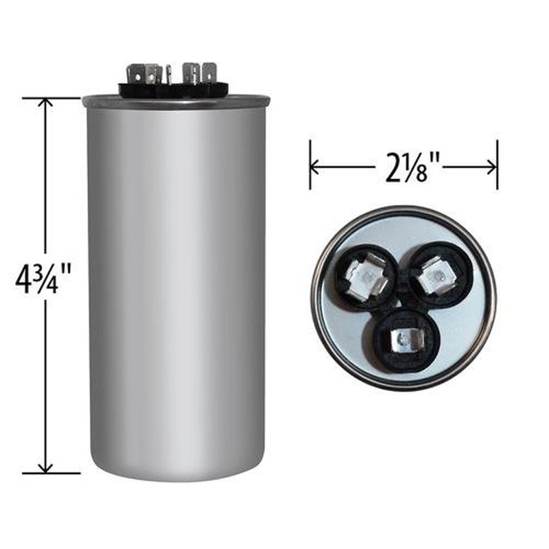97F9856 – 40 + 5 Uf MFD 440 Volt VAC – round Dual Run Capacitor Upgrade