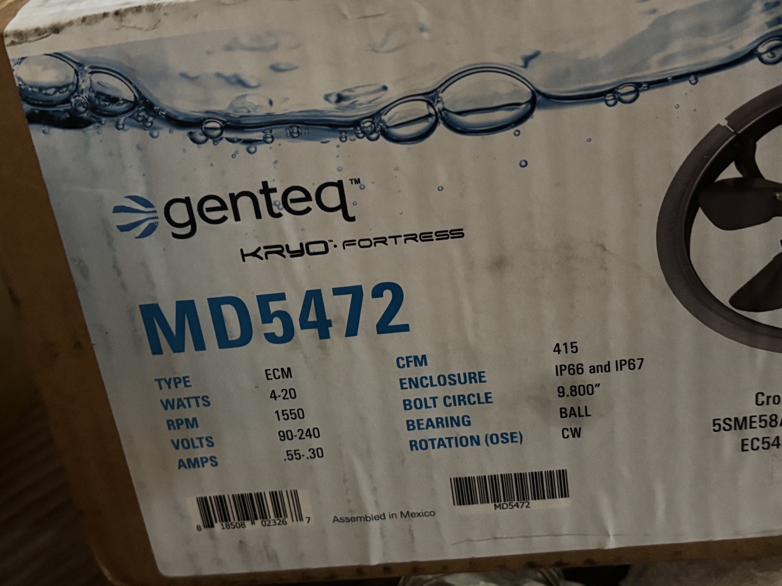 GENTEQ MD5469 Commercial Refrigeration Motor 4-20W, 1550RPM Evaporator Fan