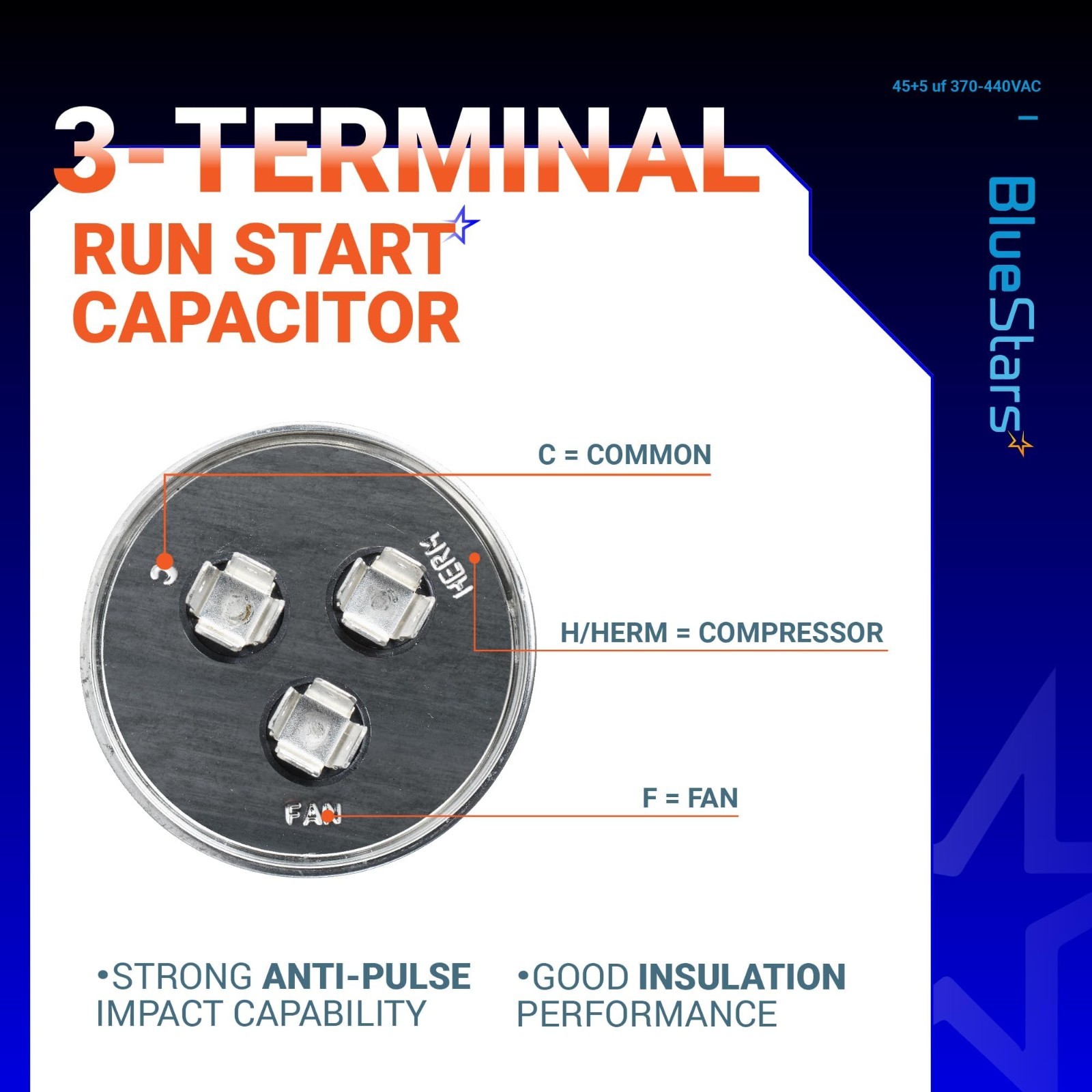 2 Pack 45+5 uF Dual Run Capacitor 370V/440V for AC Motor & Fan Start – CBB65