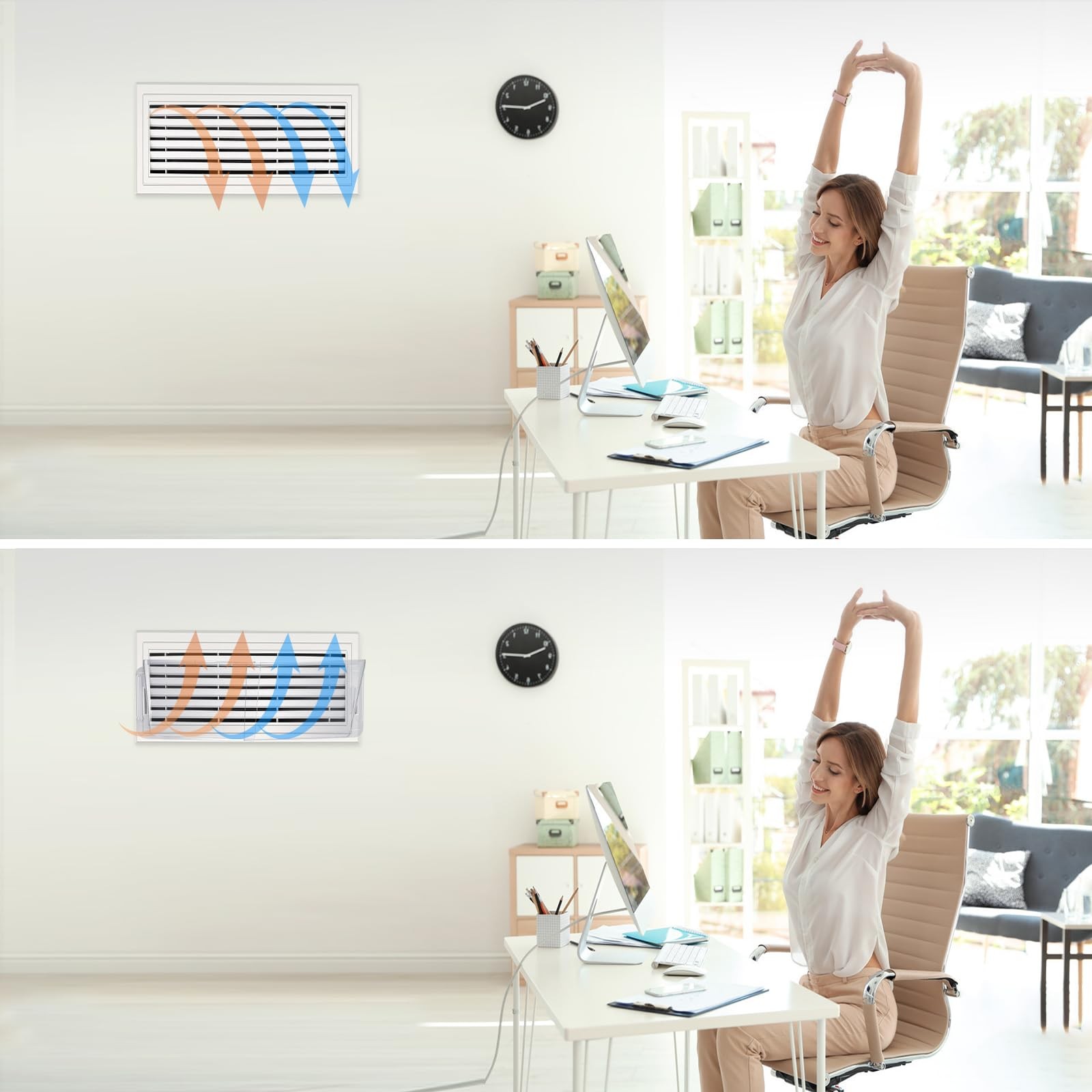 Adjustable Air Vent Deflector for AC,Ceiling, Wall, Floor, 9” to 14”…