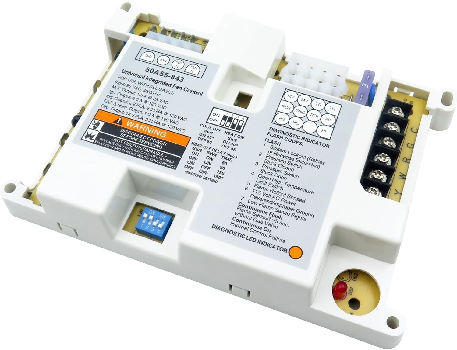 50A55-843 Furnace Control Board Furnace Suitable for White Rodgers 50A55-843