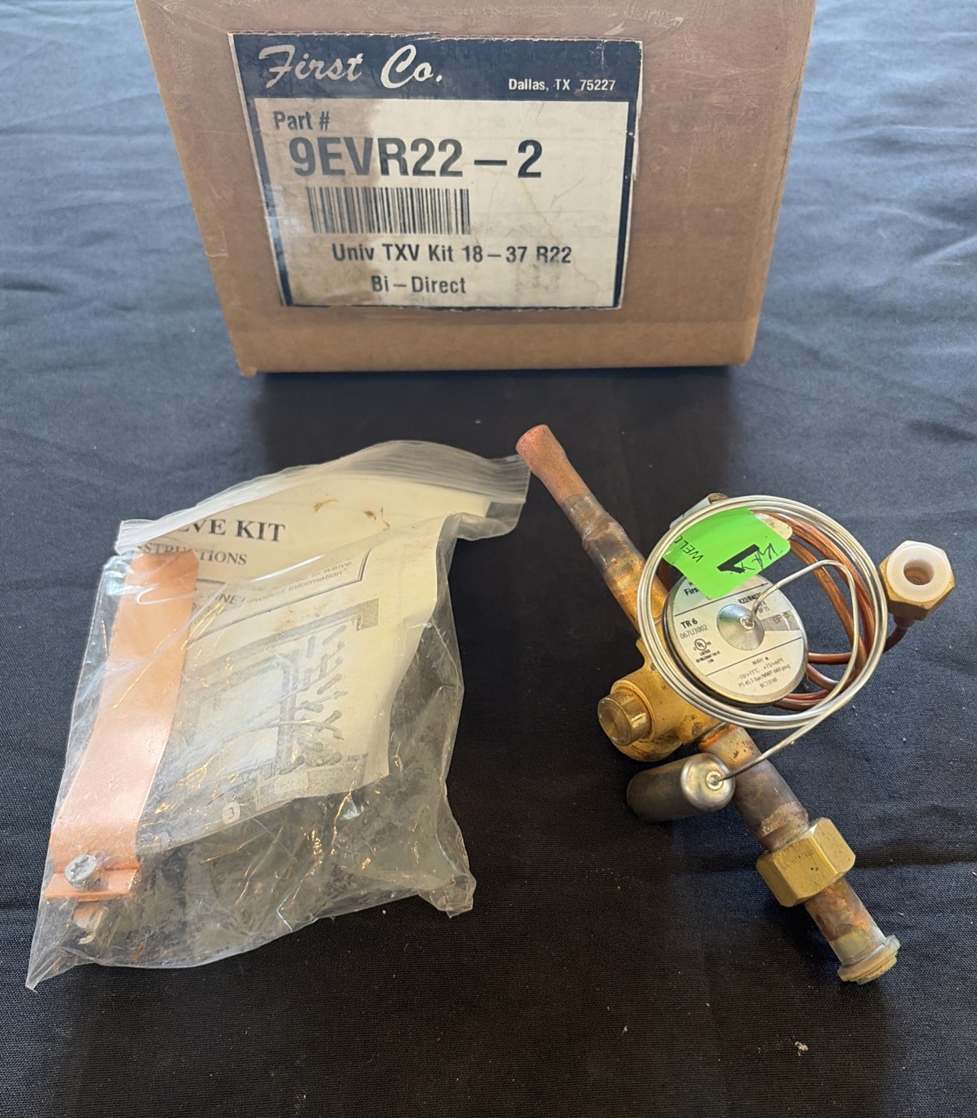 First Co. TXV Valve 9EVR22-2 0672300 Brass Copper Steel for R22 Refrigerant