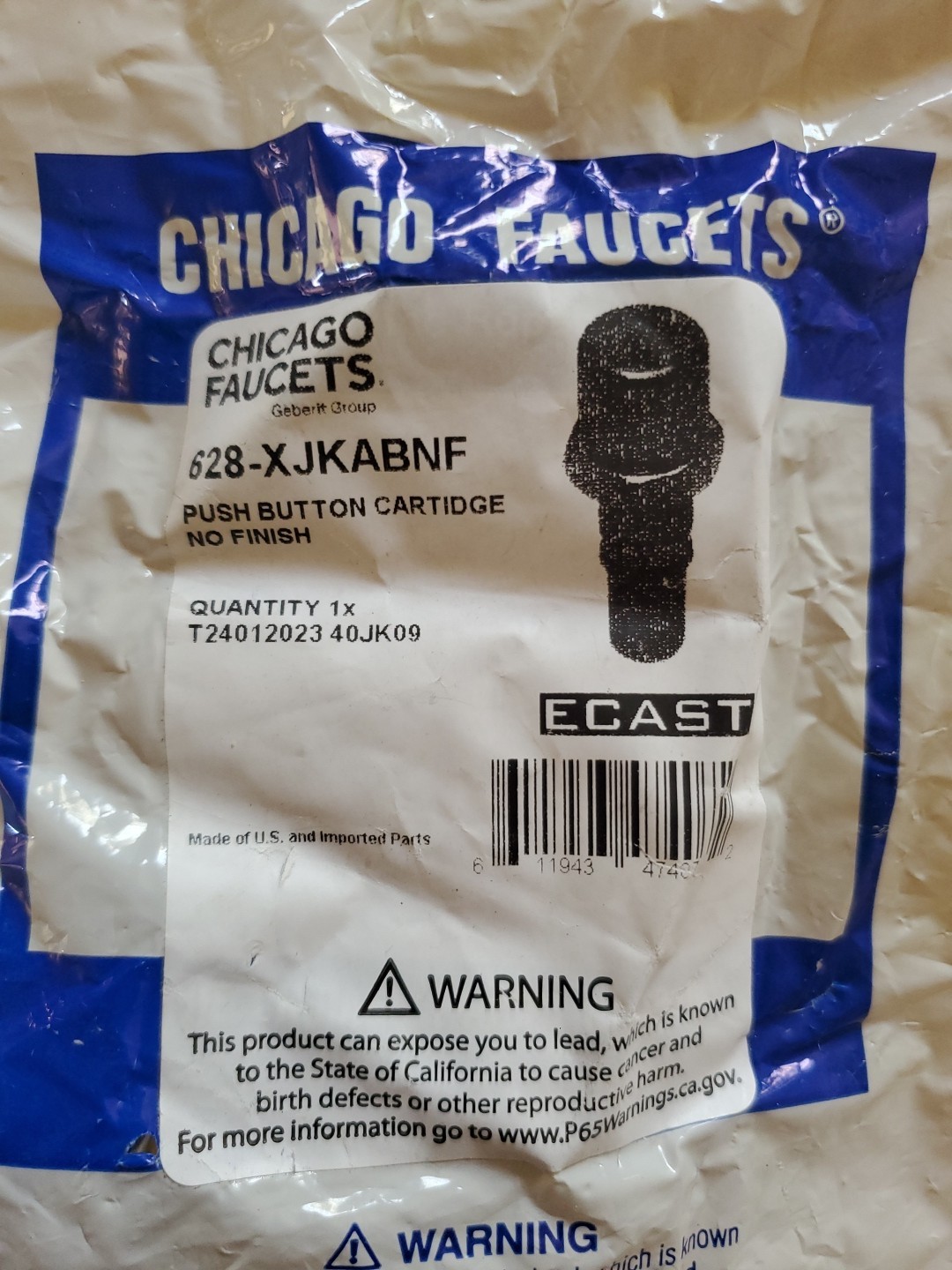 CHICAGO FAUCET 628-XJKABNF Push Button Cartridge 4.25″ Durable Design
