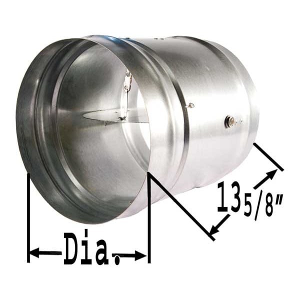 Dayton 2Tfz6 Round Fire Damper, 165 Deg F, 13-5/8 In. D