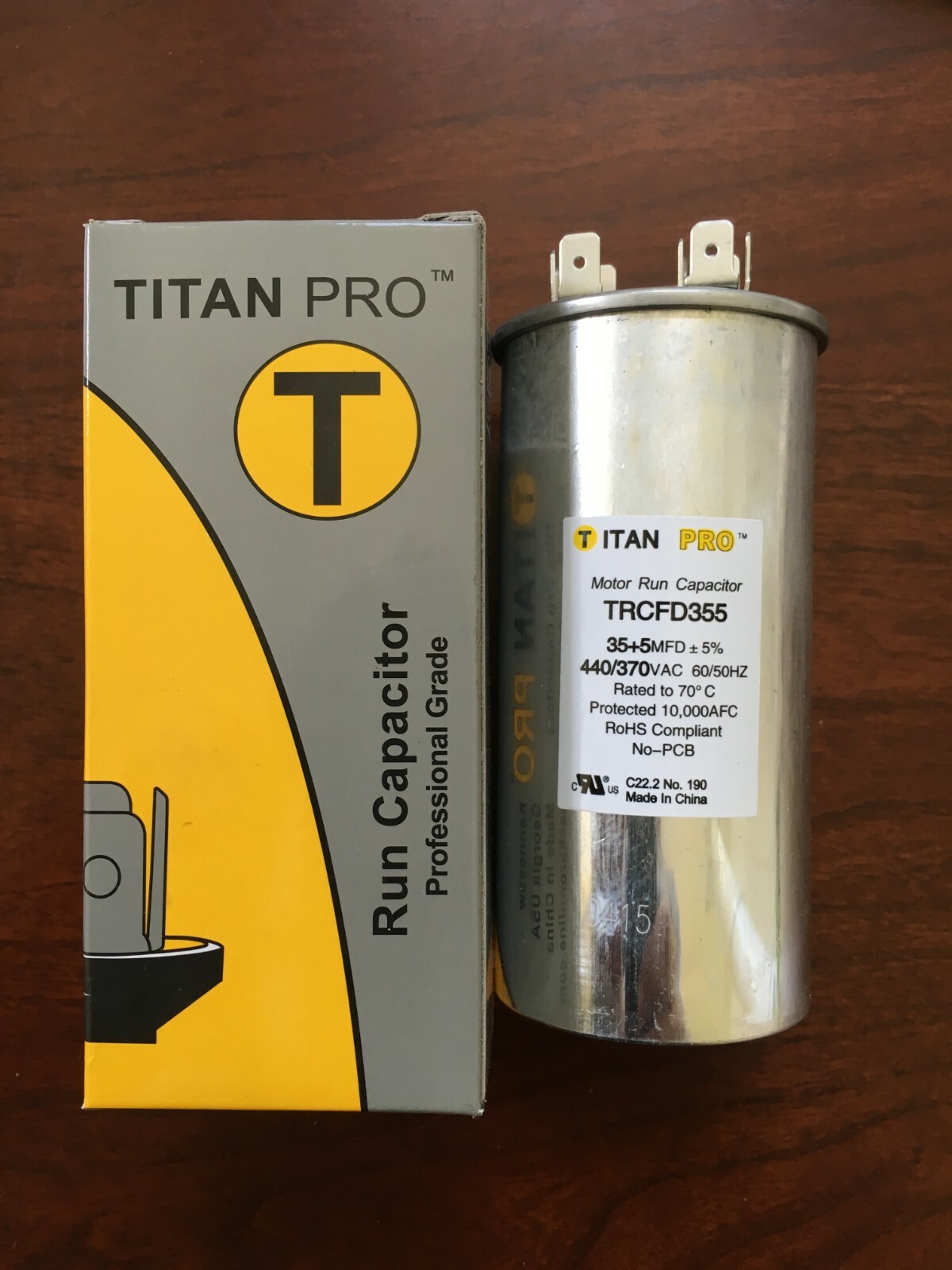 Titan Pro TRCFD355 35 5 MFD 440 370V Round Motor Run Capacitor (Bin: B)