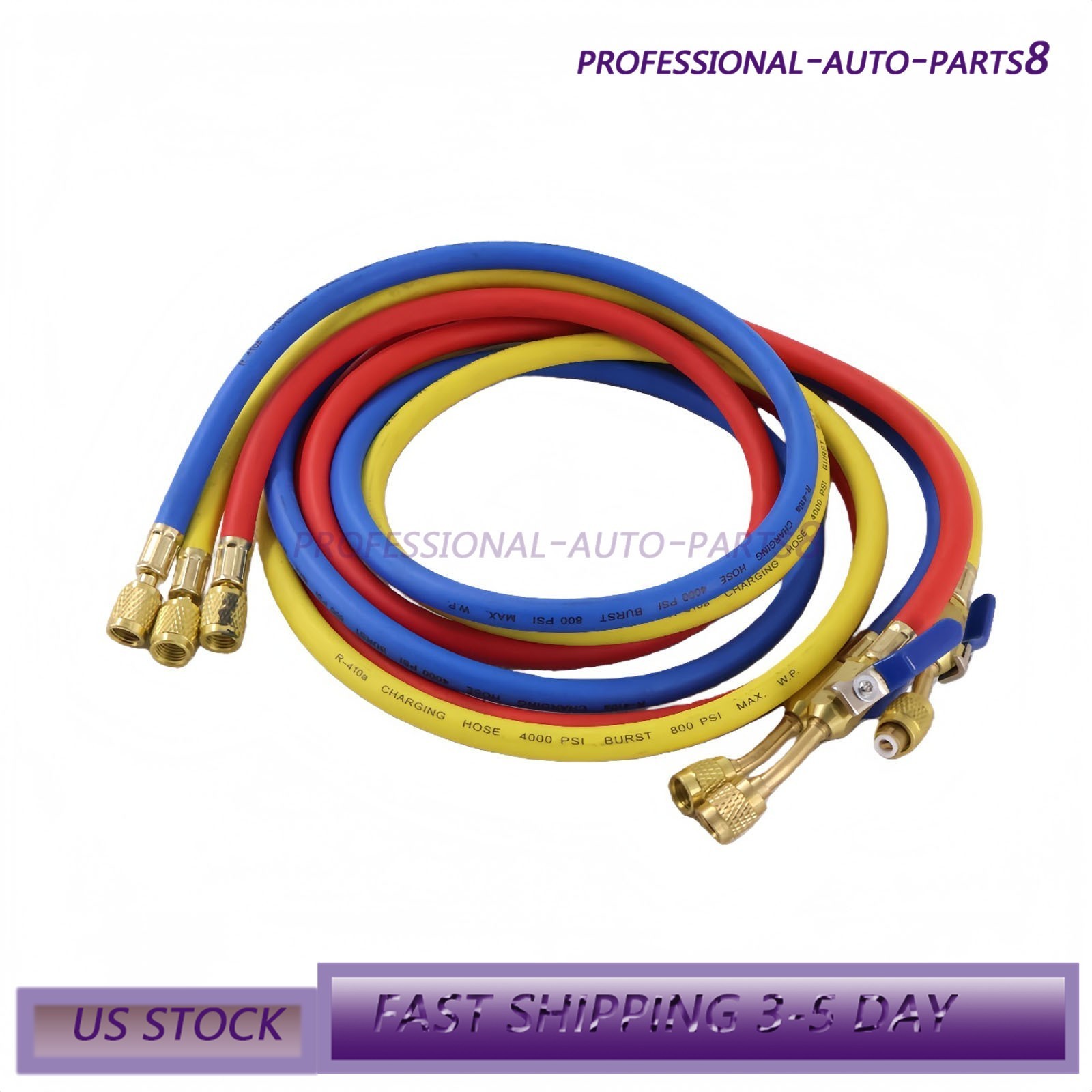 For R-410A Refrige 3Pack 29986 Plus II 1/4″ Hose with Compact Ball Valve 72″ USA
