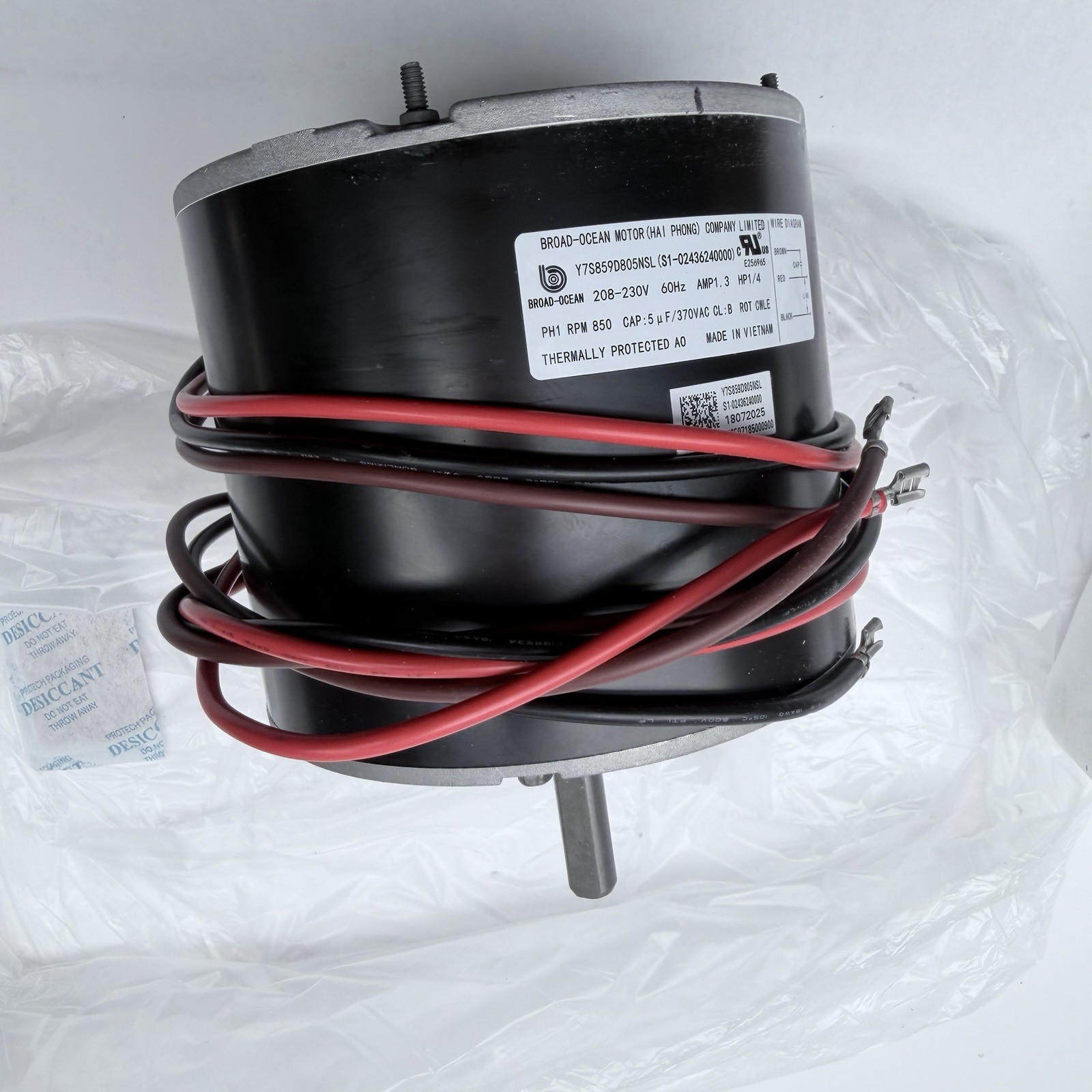 S1-02436240000 Condenser Fan Motor 1/4 HP, 850 RPM, 208-230V, CWLE, 48Y