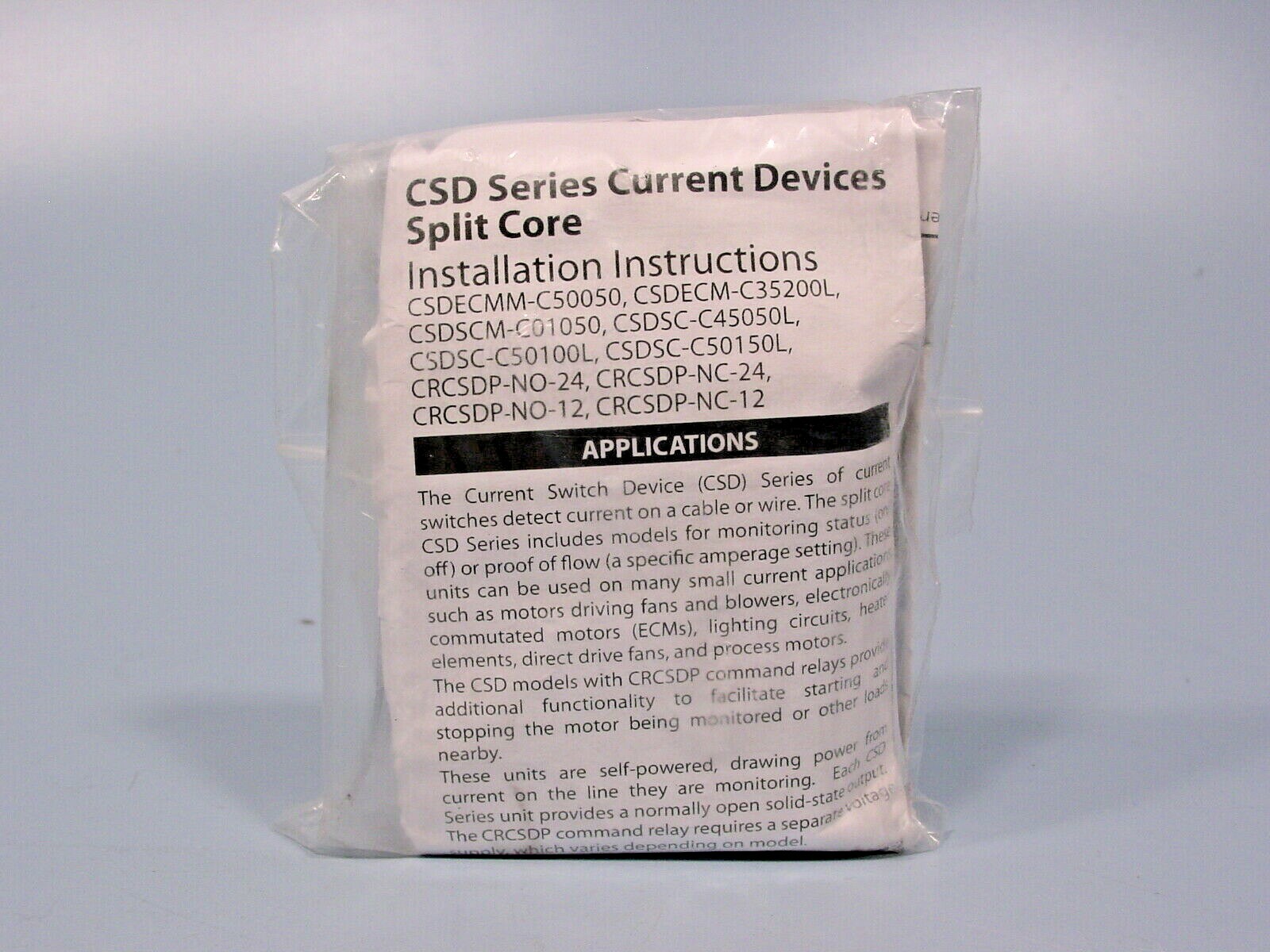 Johnson Controls CSDSC-C45050L0 Current Switch Split Core Adjustable 0.45A-50A
