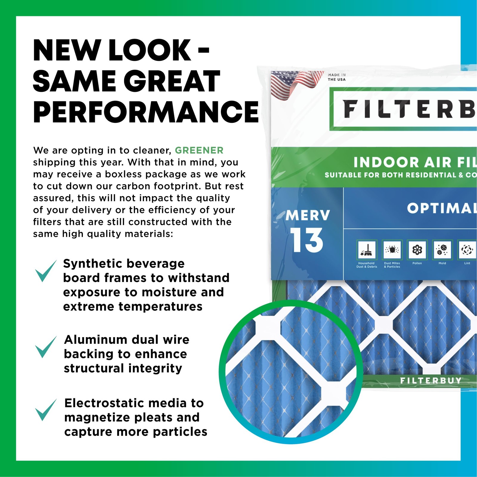 Filterbuy 16X25X1 Air Filter Merv 13 Optimal Defense 6-Pack Electrostatic