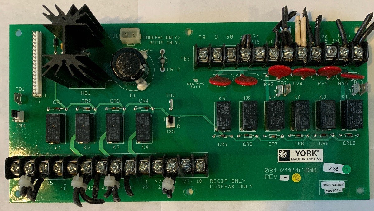 031-01104C000 YORK CHILLER CONTROL CIRCUIT BOARD RELAY