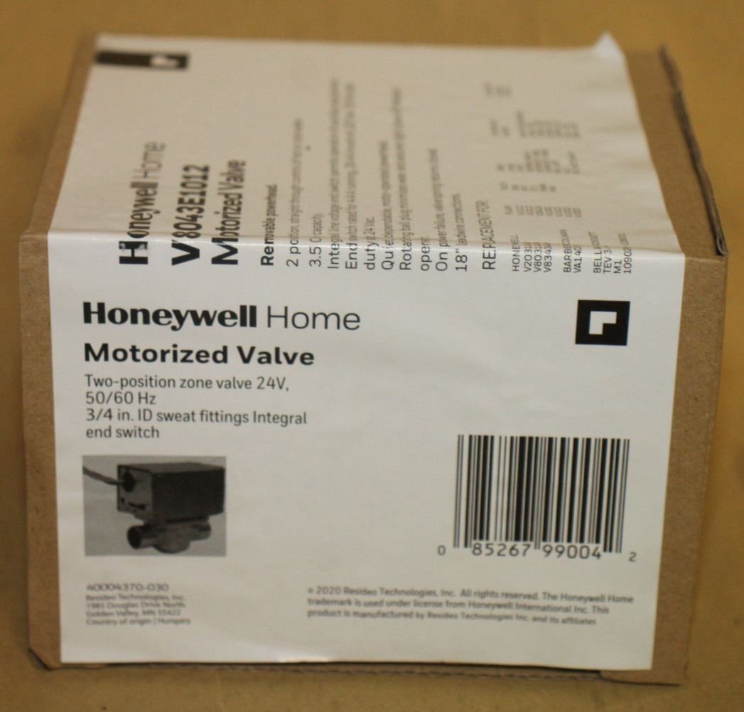 Honeywell Home Motorized Valve model V8043E1012 3/4”Sweat Zone Valve Brand New