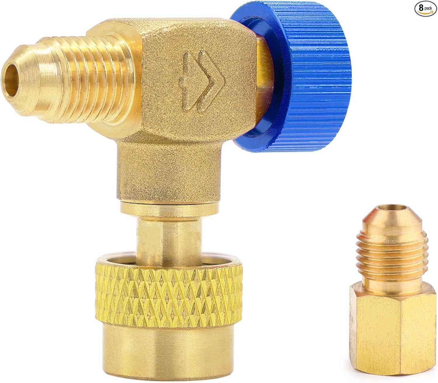 1/4″ to 1/4″ Refrigerant Charging Valve, HVAC Control Valve, Brass Color: Blue