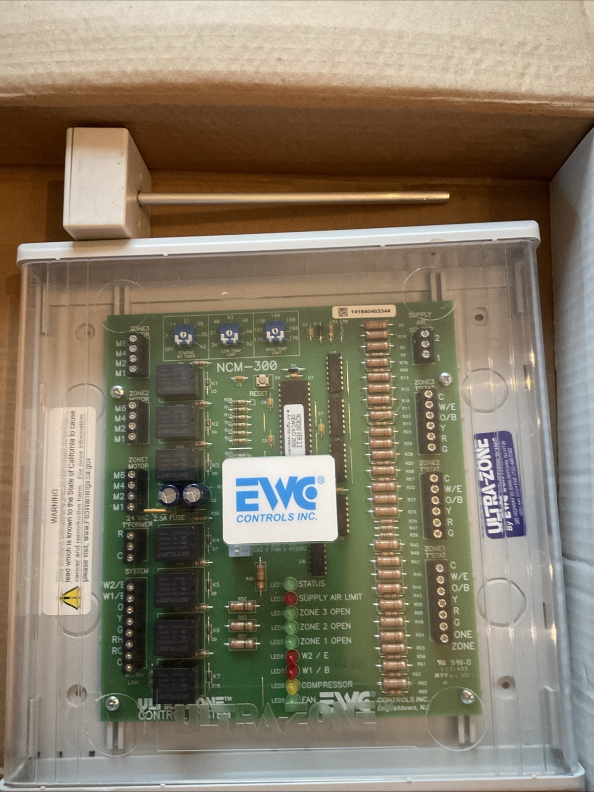 New EWC Controls BMPLUS 3000 Rev B UltraZone 3 Zone Control Panel with Sensor