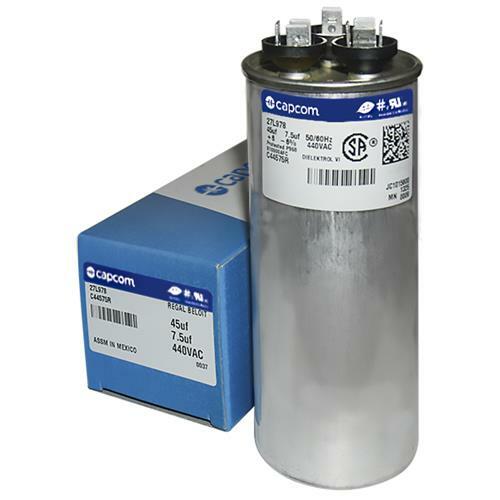 45+7.5 Capacitor CAPCOM 45/7.5/440 Motor Compressor HVAC mfd uF Dual Cap A/C