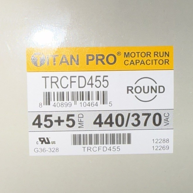 TitanPro TRCFD455 HVAC Round Dual Motor Run Capacitor. 45/5 MFD/UF440/370 Volts