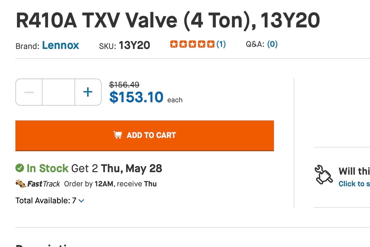 R410A TXV Valve (4 Ton), 13Y20 **** Fast shipping